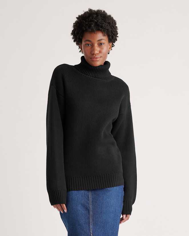 Black 100% Organic Cotton Turtleneck Sweater