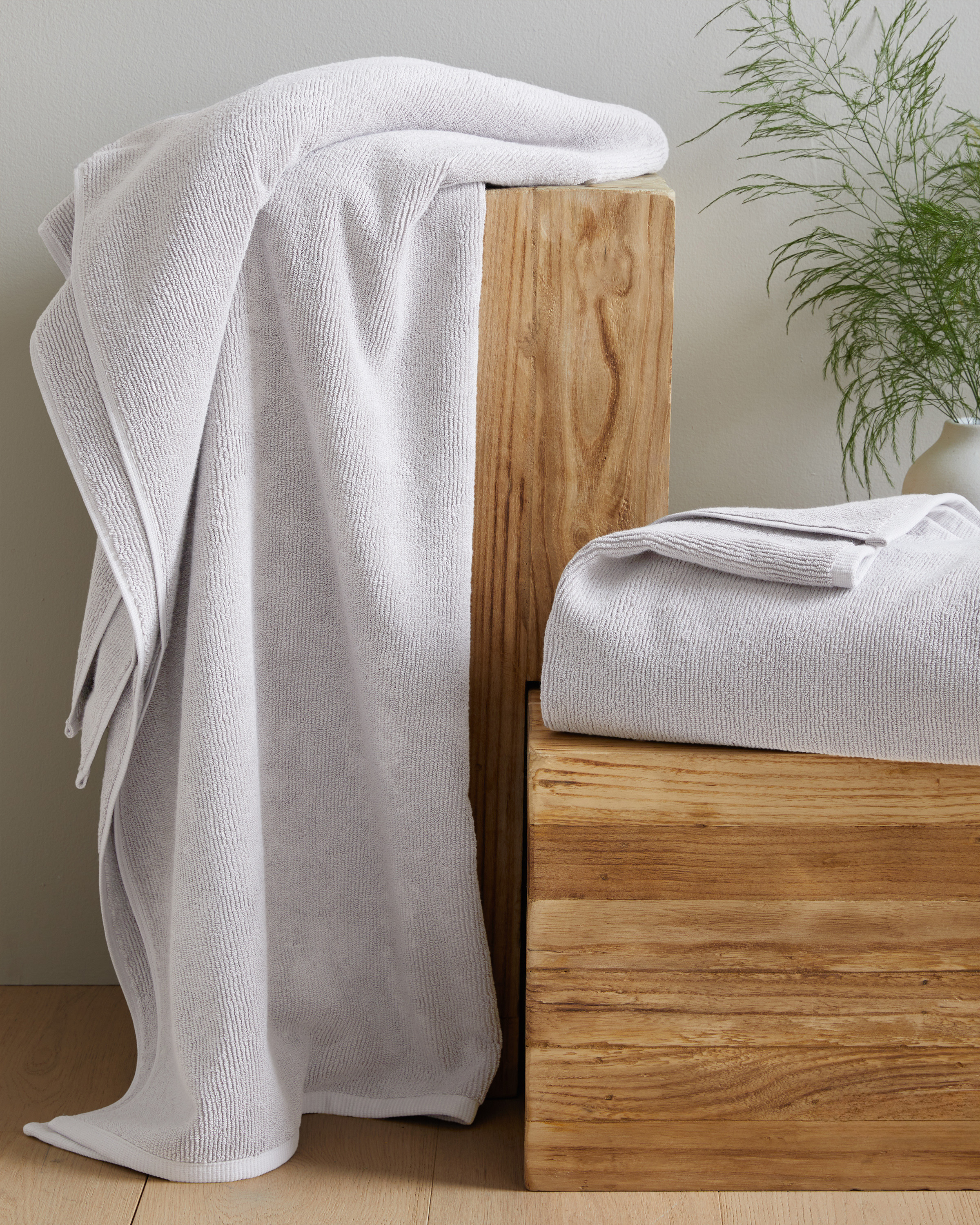 Turkish Ribbed Quick Dry Bath Sheet Bundle - Silver