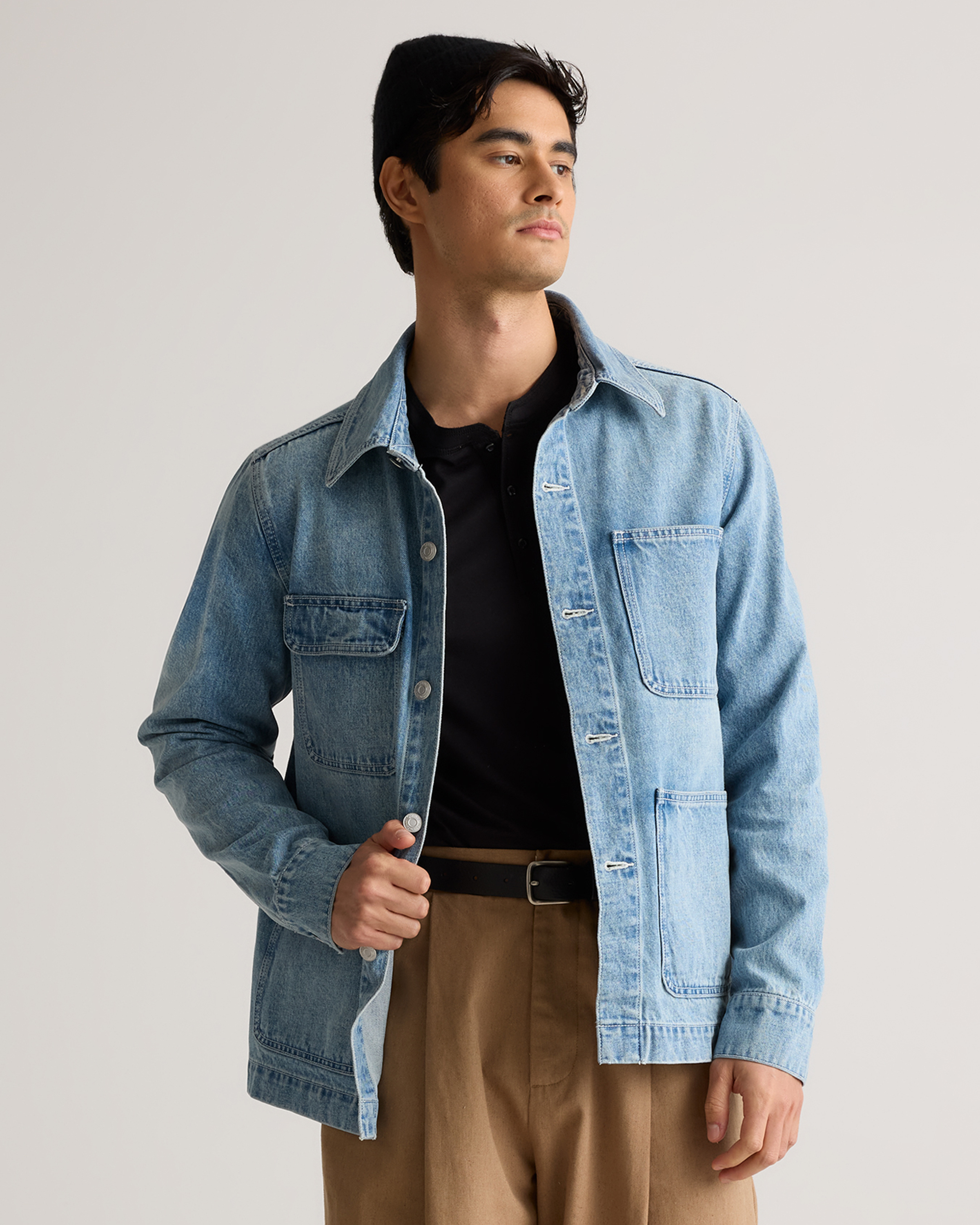 Double-Brushed Stretch Overshirt Jacket