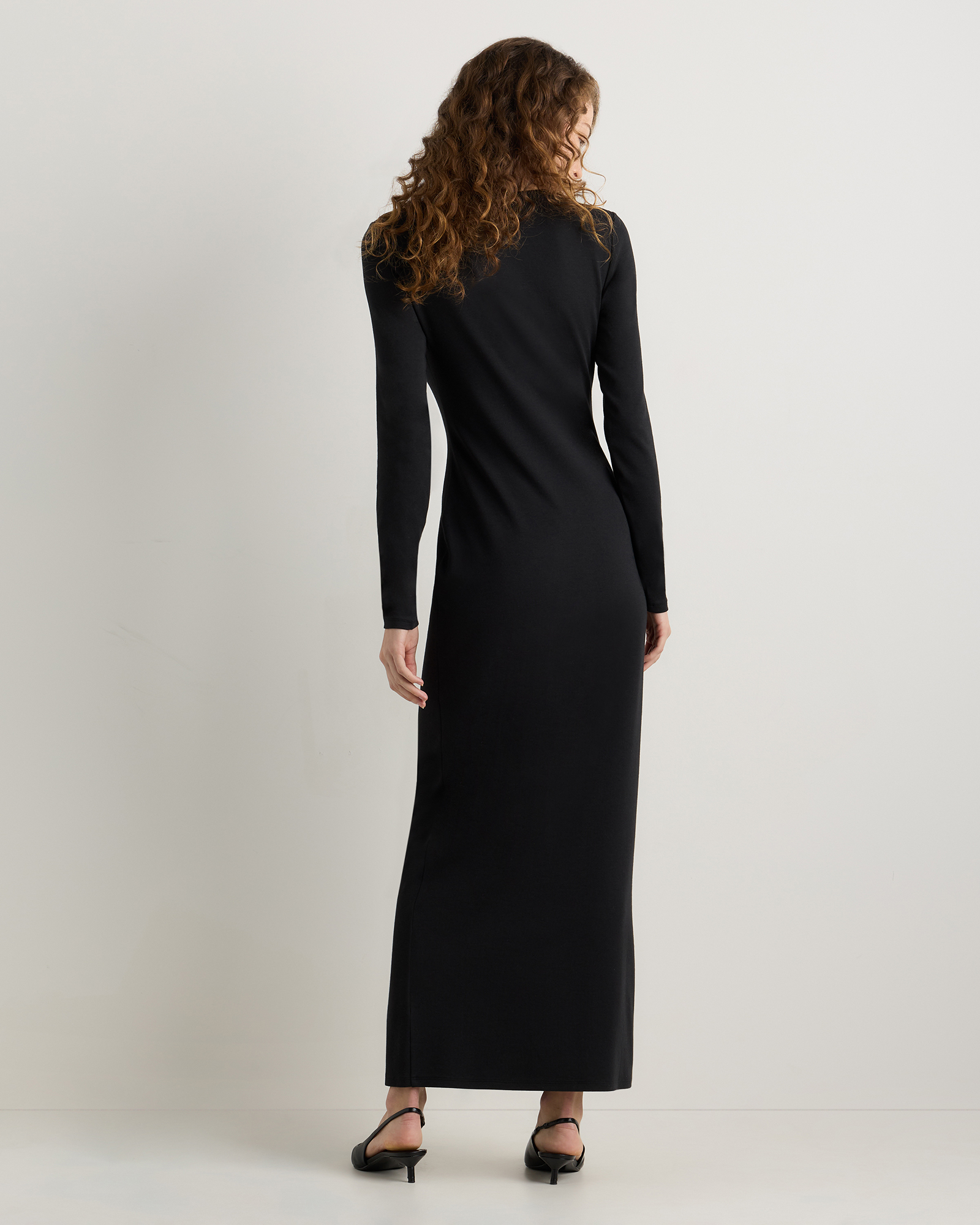 Women's Long Sleeve Knit Maxi Dress in True Black, Size XS, Tencel by Quince