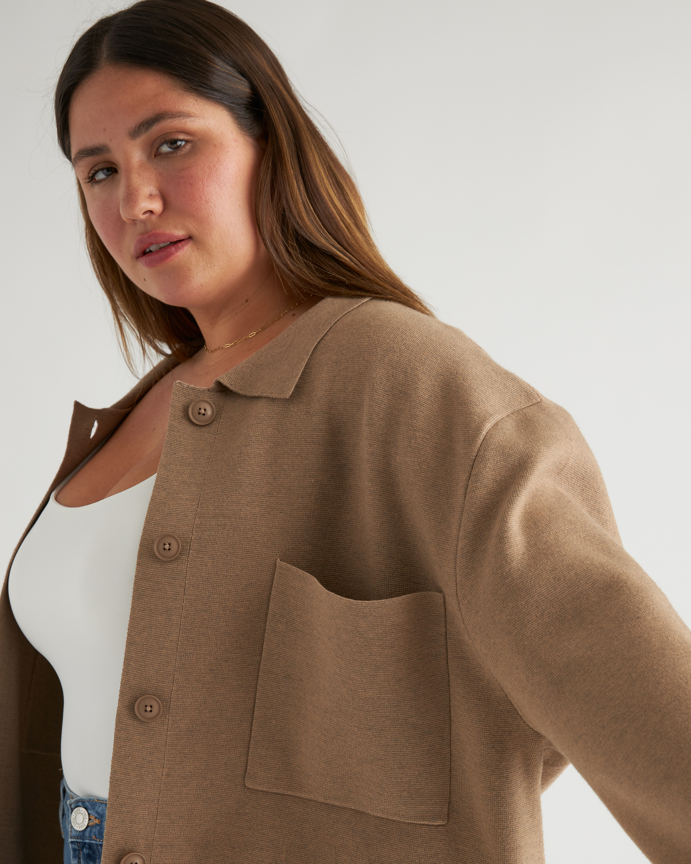 Eco-Knit Milano Stitch Oversized Shirt Jacket