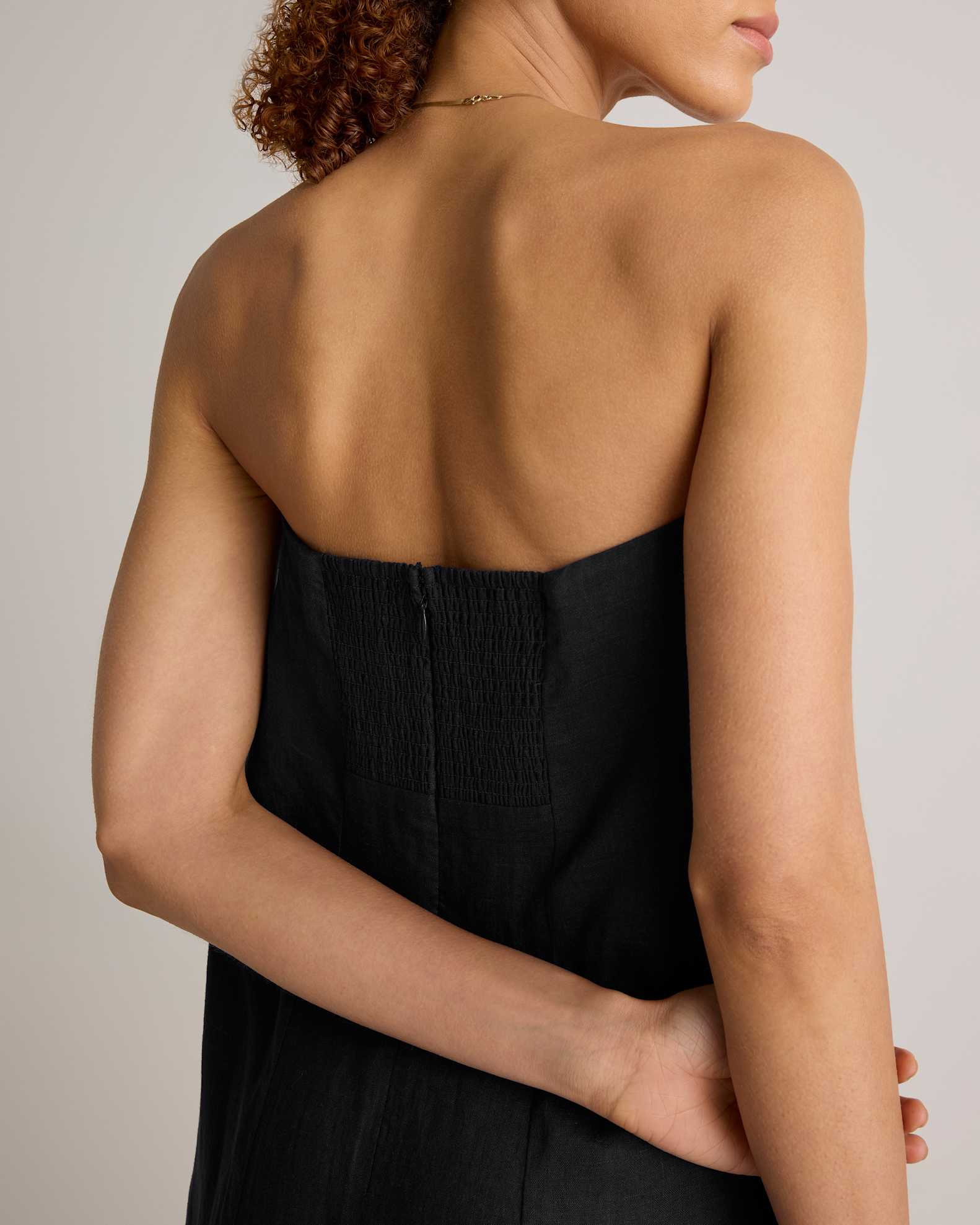 100% European Linen Strapless Maxi Dress in Black 100% European Linen Strapless Maxi Dress in Black