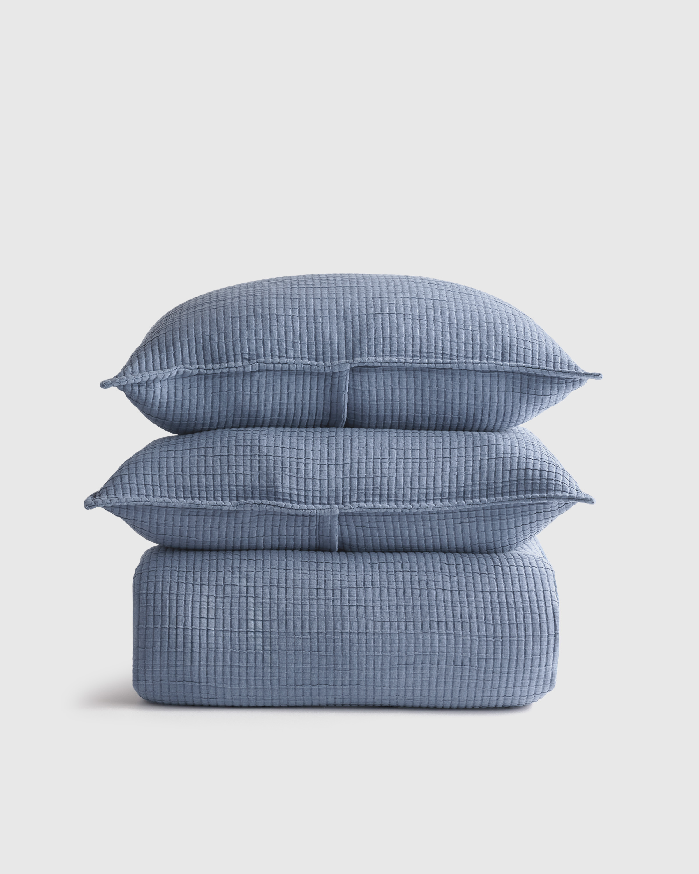 Organic Ribbed Cotton Coverlet Set, King/Cal King, Mineral
