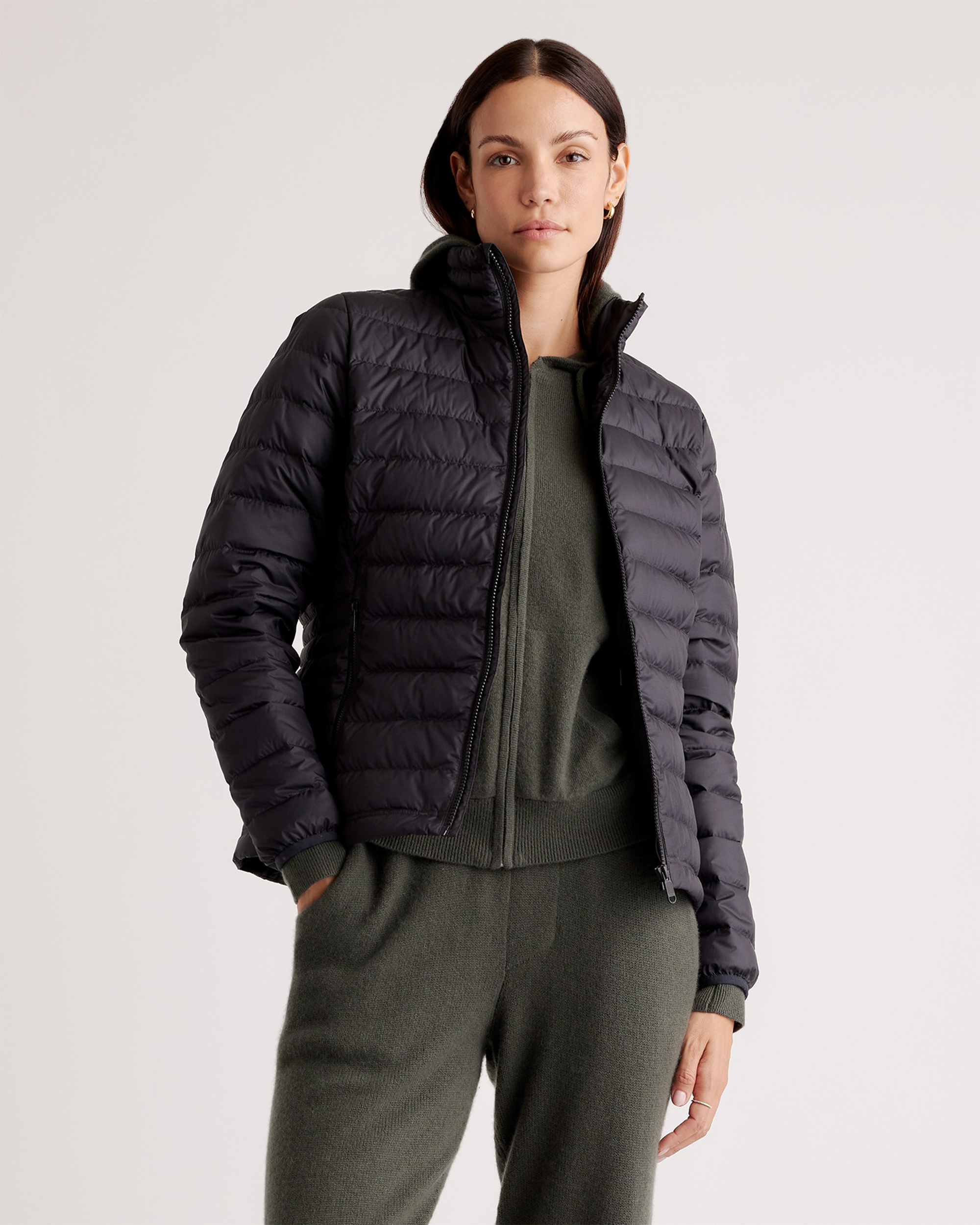 Black Lightweight Down Packable Puffer Jacket