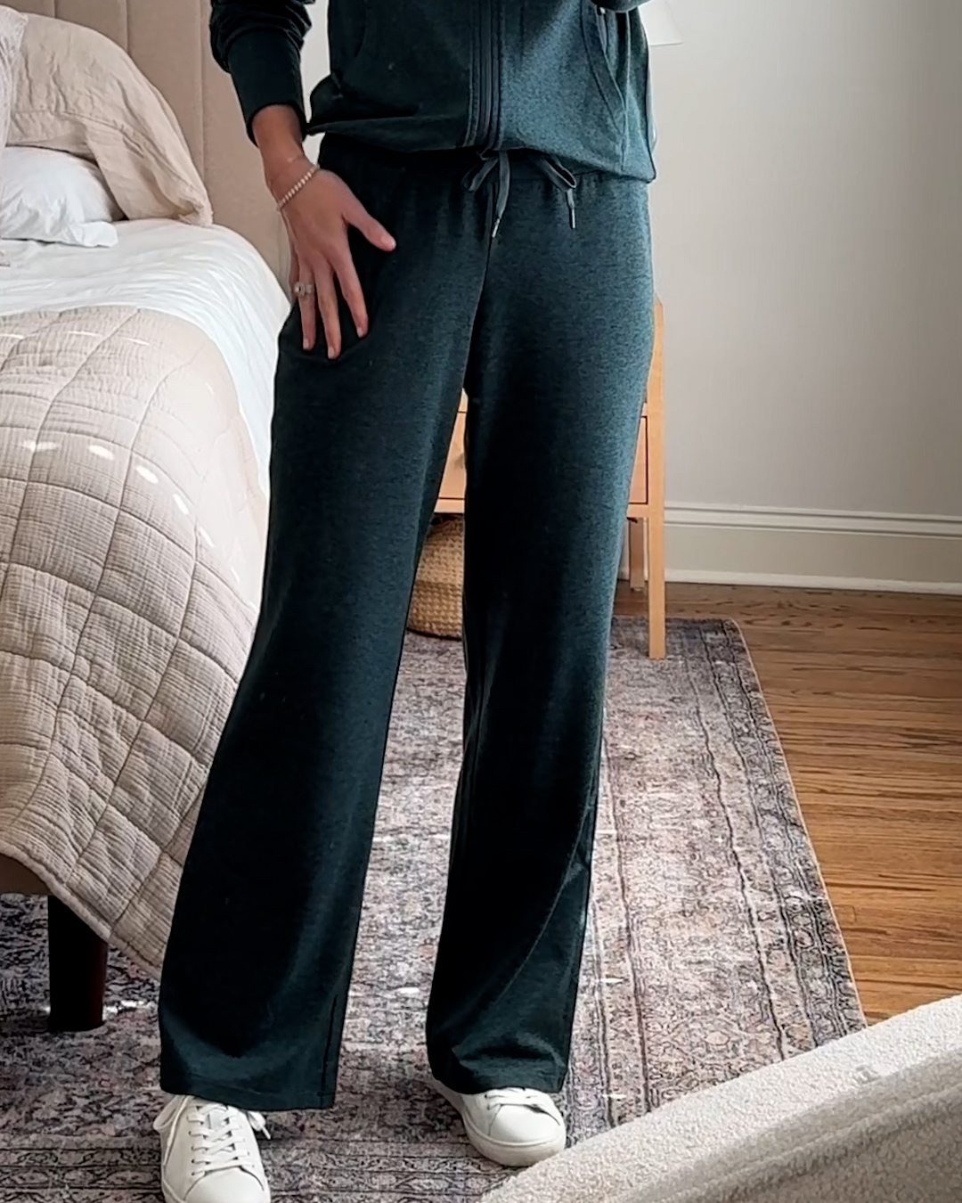 Flowknit Wide Leg Pants Heather Green Victoria Schneider, Kylee Dashefsky 4x5 Thumbnail