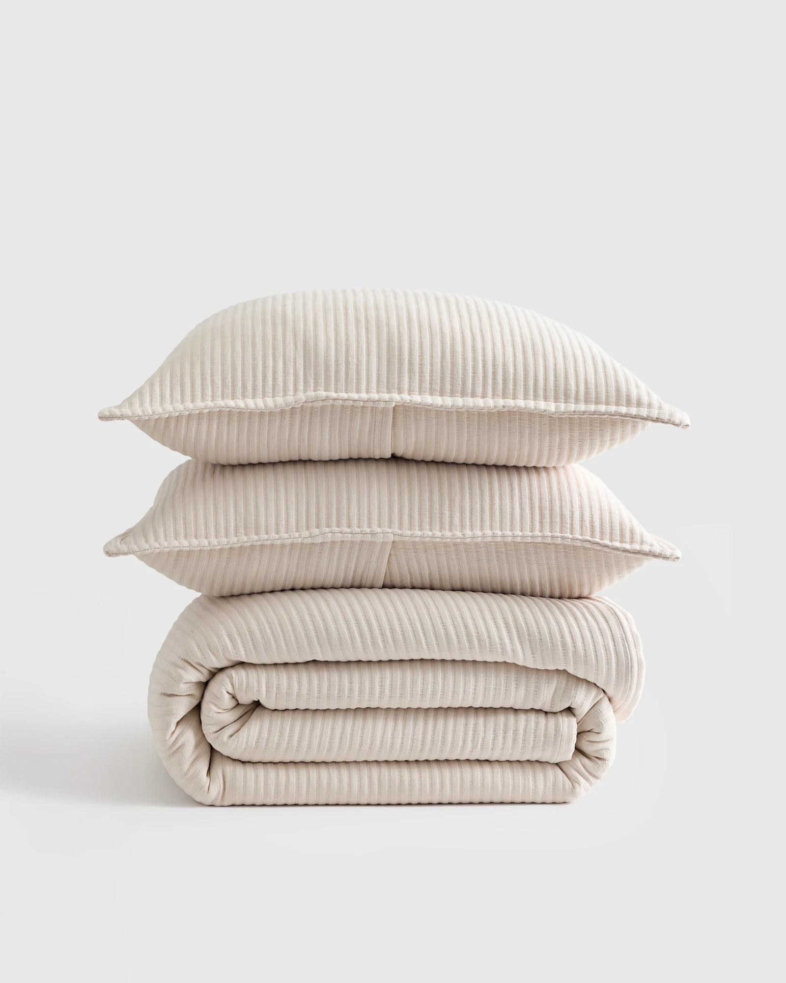 Organic Cotton Matelasse Coverlet Set - Sand, King/Cal King