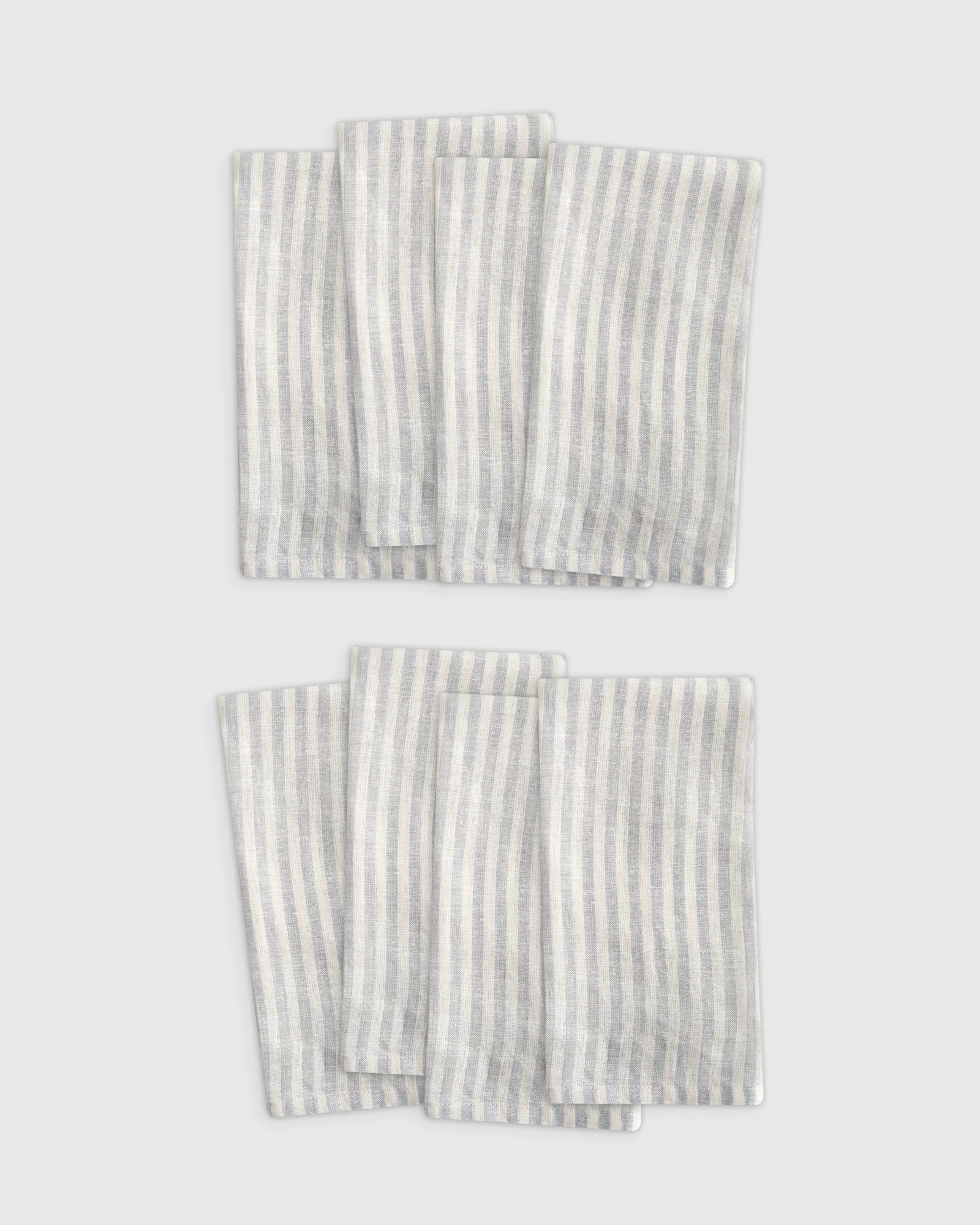 European Linen Stripe Napkins, Set of 8 in Mist/White Stripe