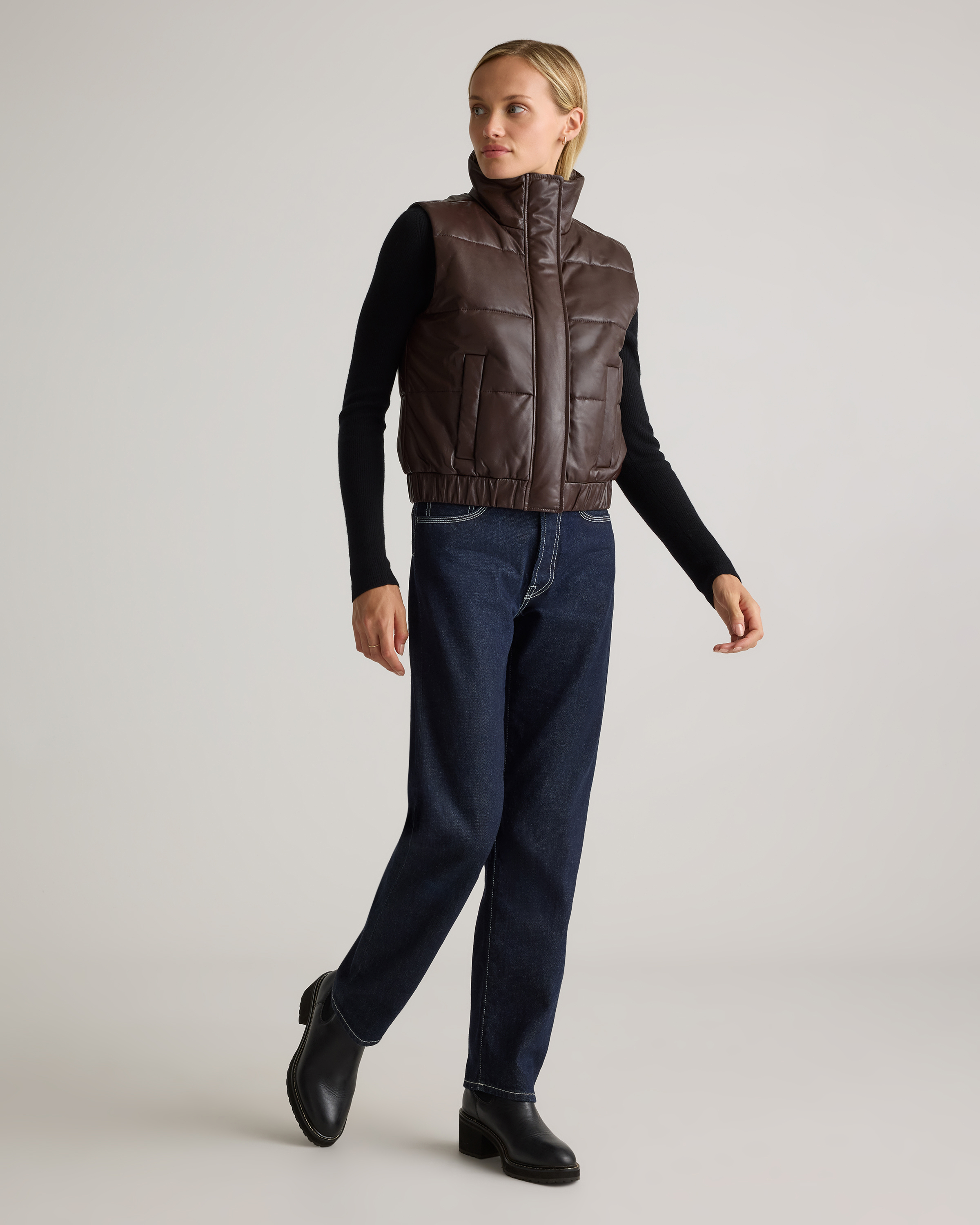 100% Leather Puffer Vest