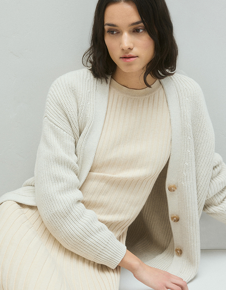 Speckled Beige 100% Organic Cotton Oversized Boyfriend Cardigan