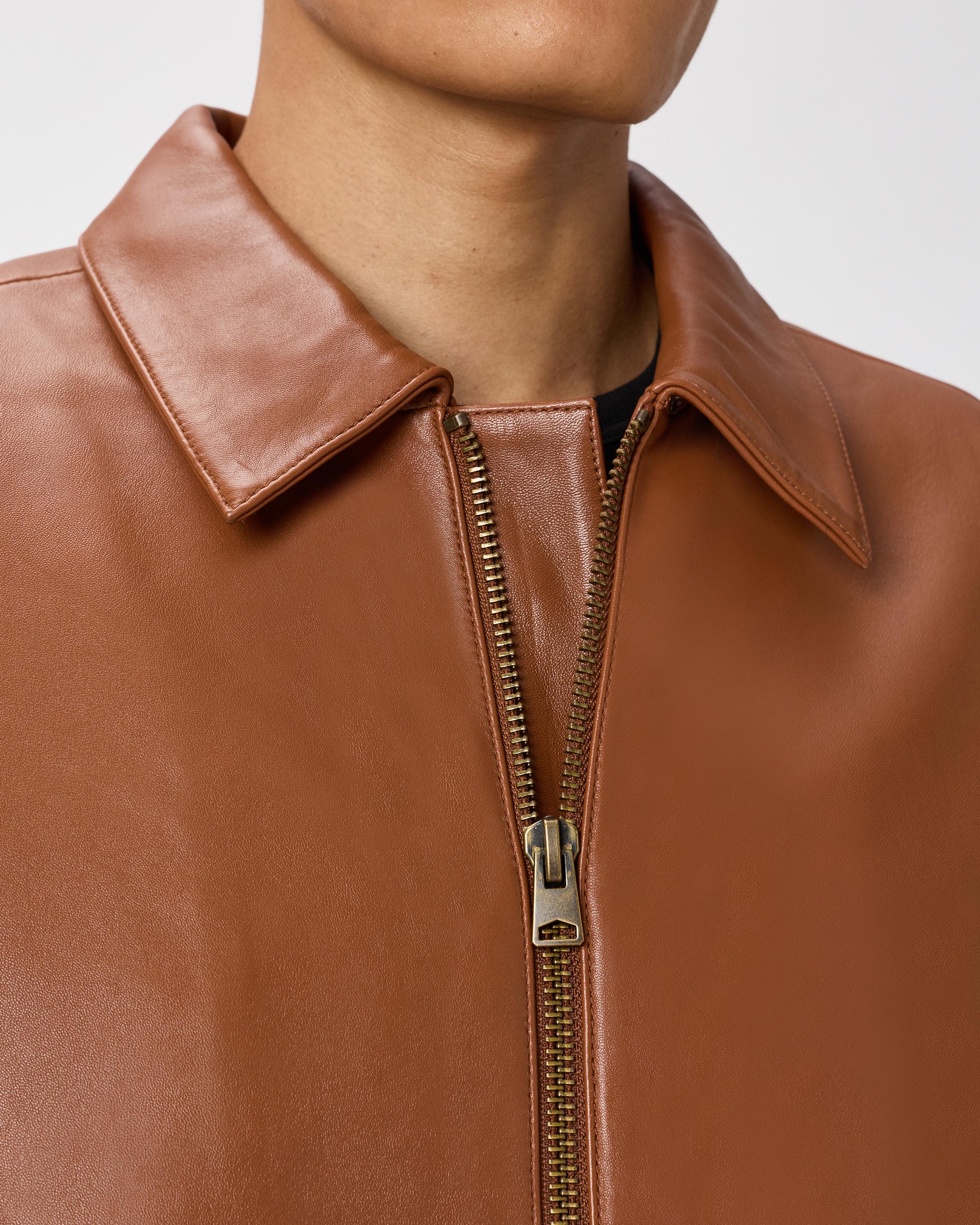a*u様 FTC / LEATHER HARRINGTON JACKET Mens Real Leather Harrington Jacket Classic Zip Box Style