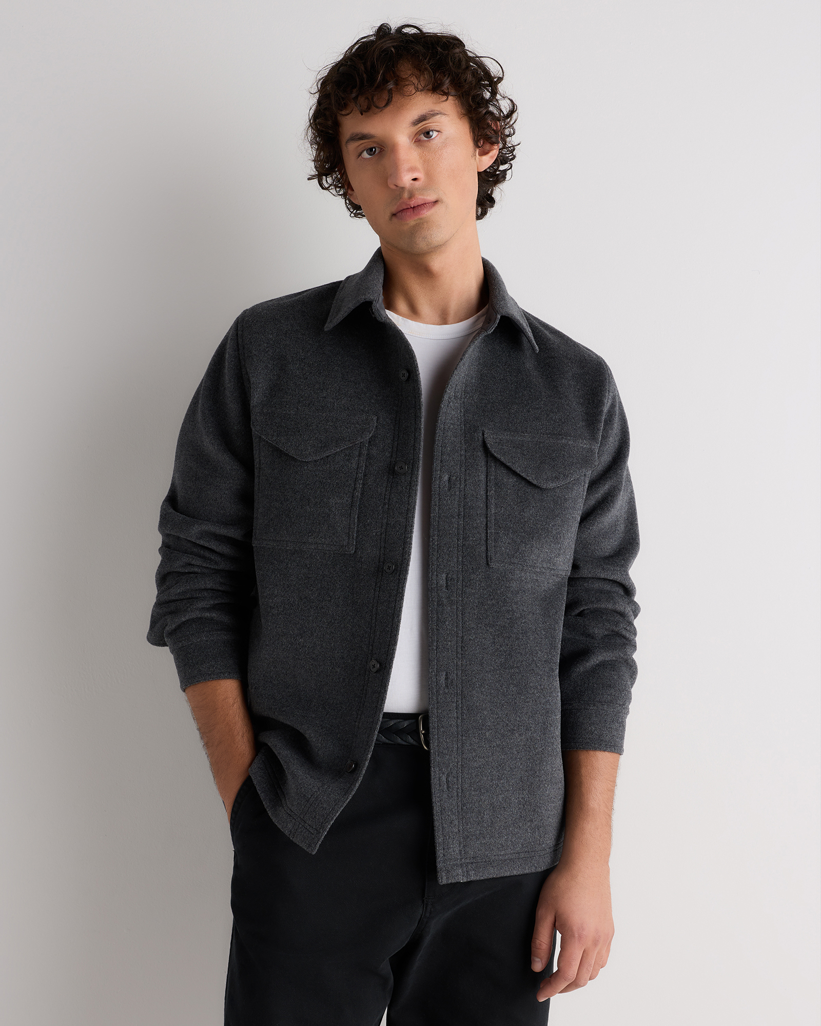 Heather Charcoal Wool Cashmere Overshirt