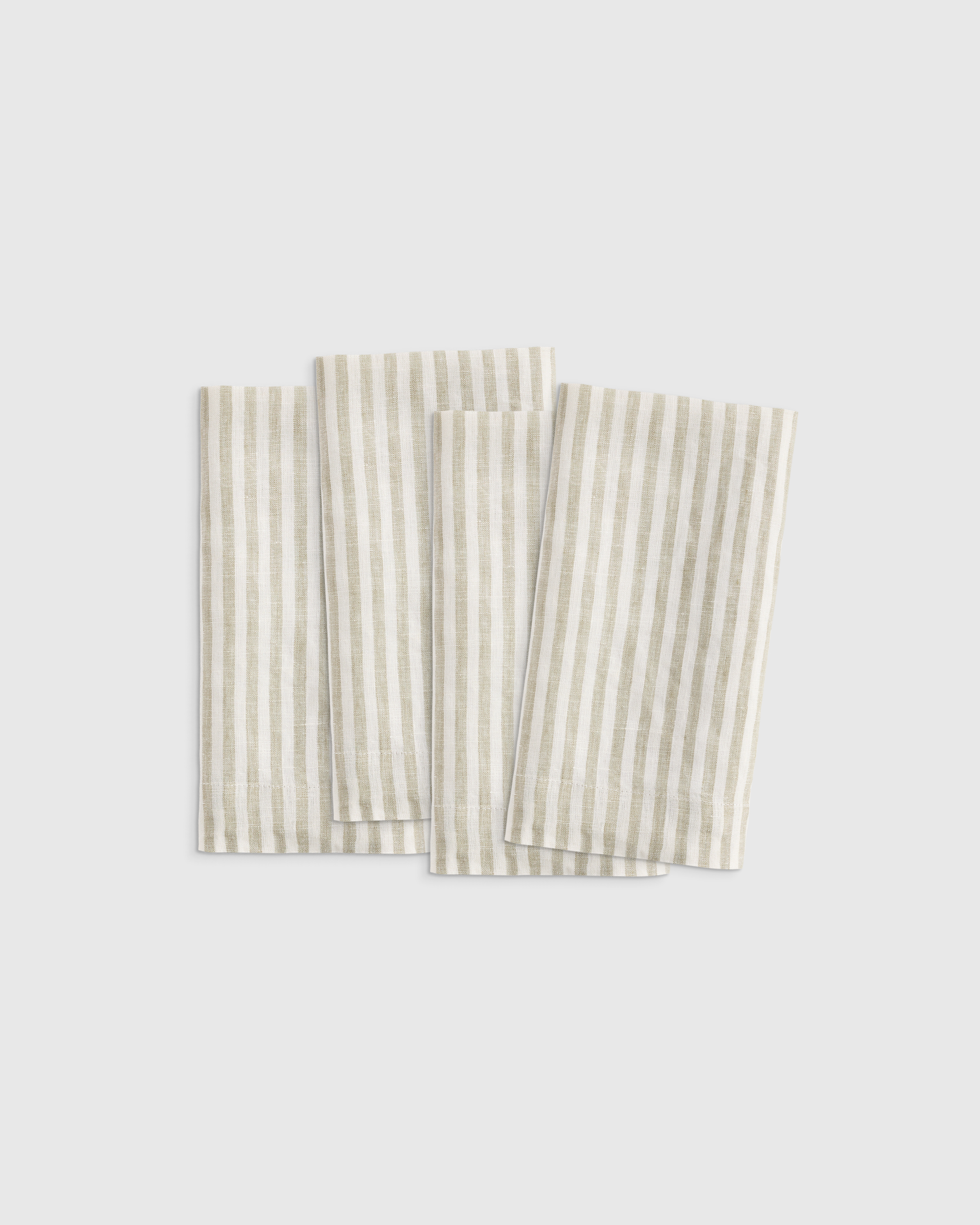Willowleaf/White Stripe European Linen Wide-Hem Stripe Napkins (Set of 4)