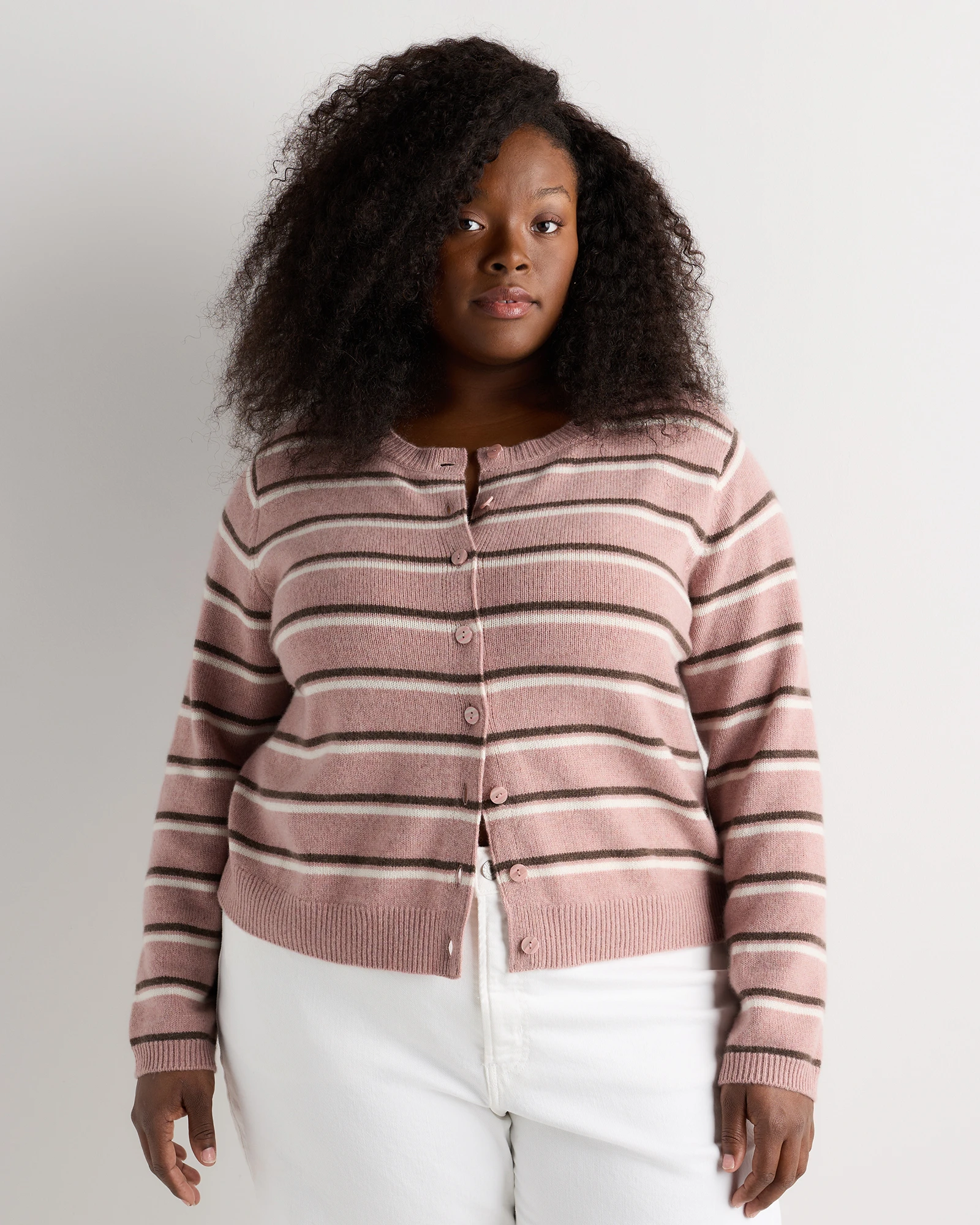 Mongolian Cashmere Cropped Crew Cardigan - Plus Size
