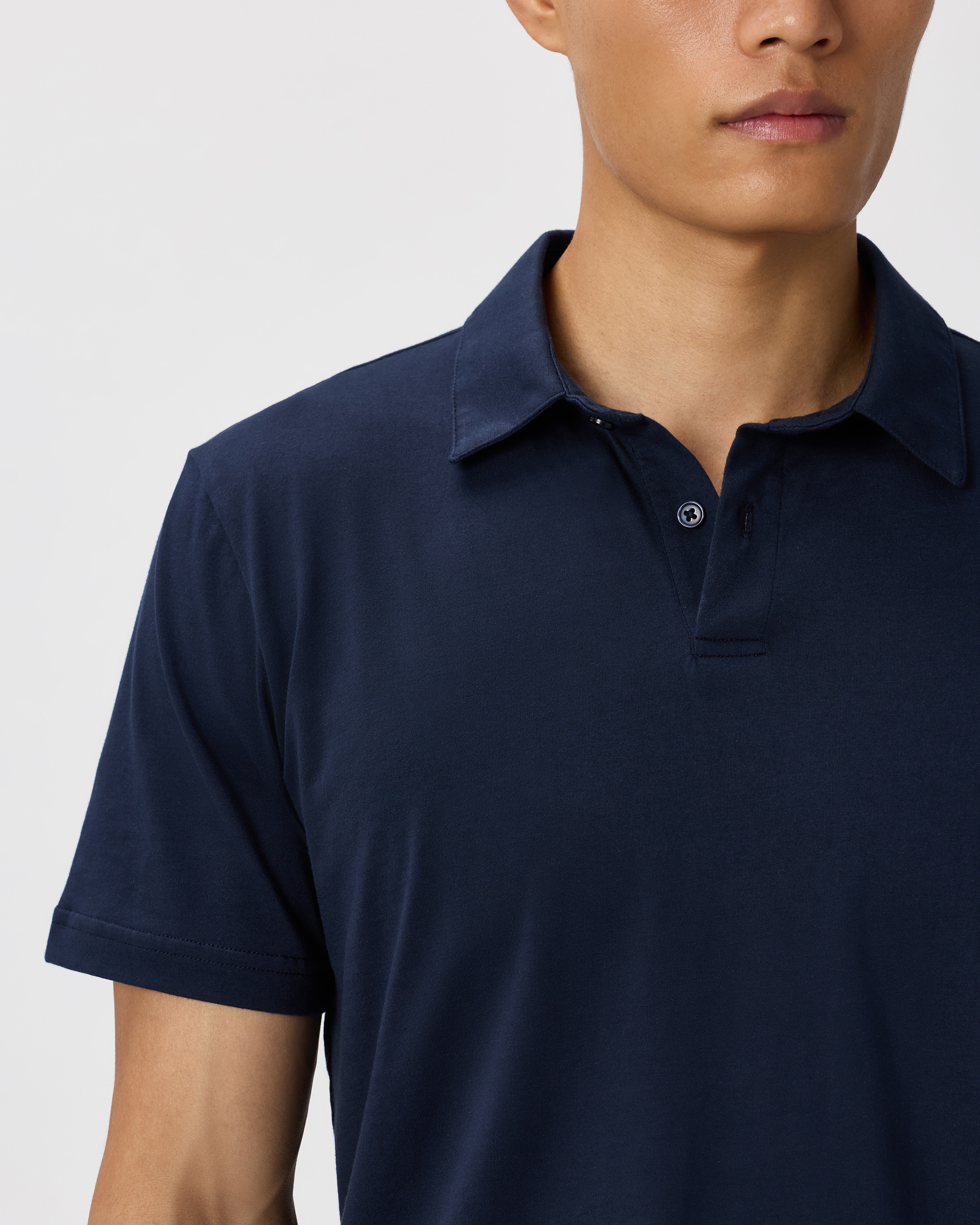 Japanese Lotus Polo in Navy