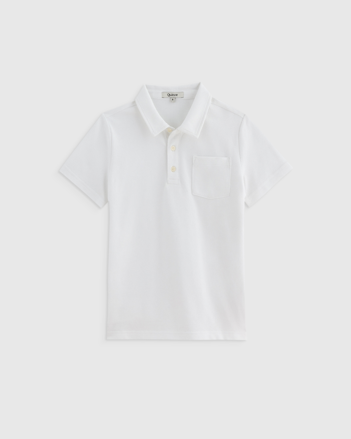 White Polo à manches courtes en piqué de coton biologique 