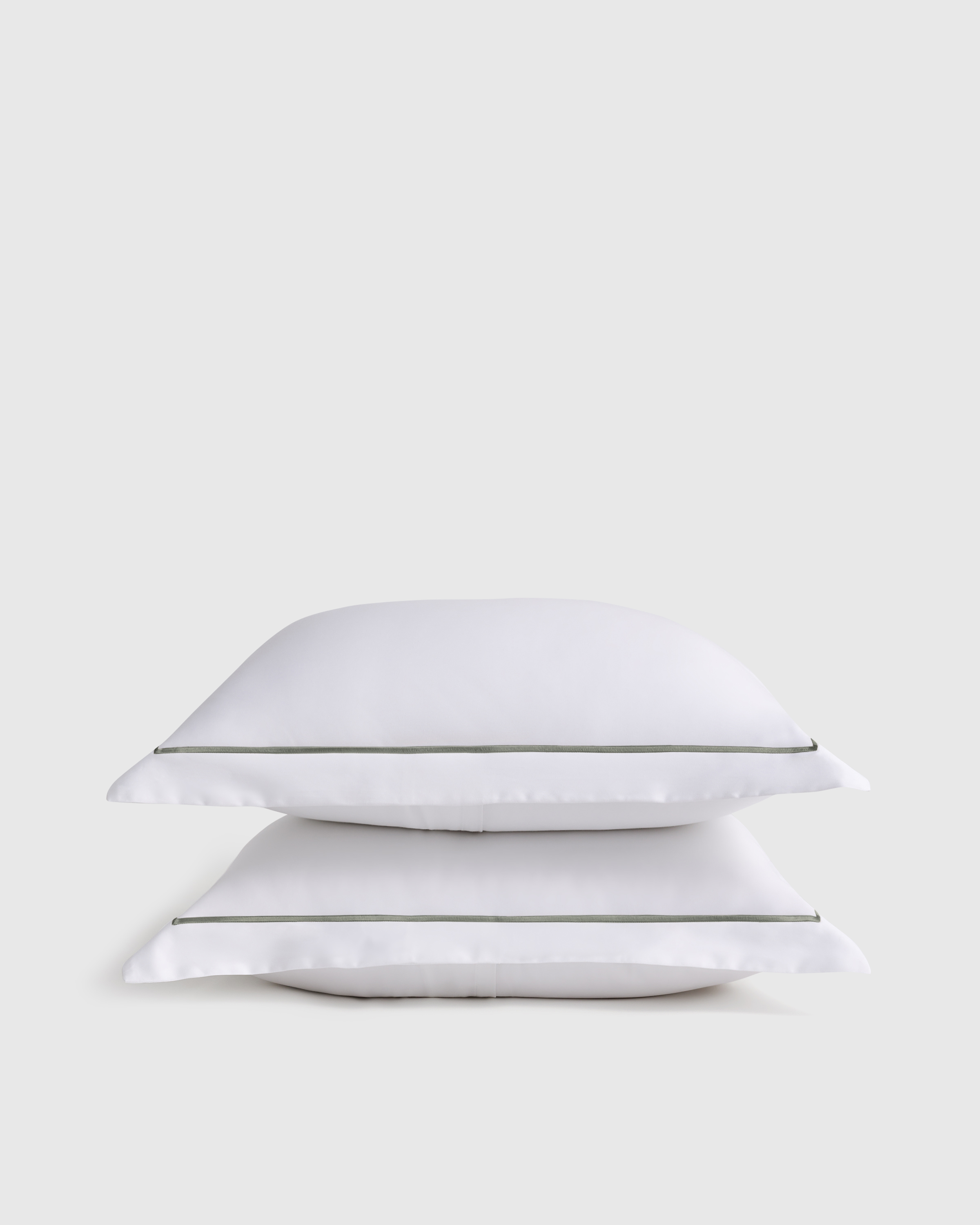 White/Dried Sage Signature Giza Cotton Sateen Embroidered Sham Set