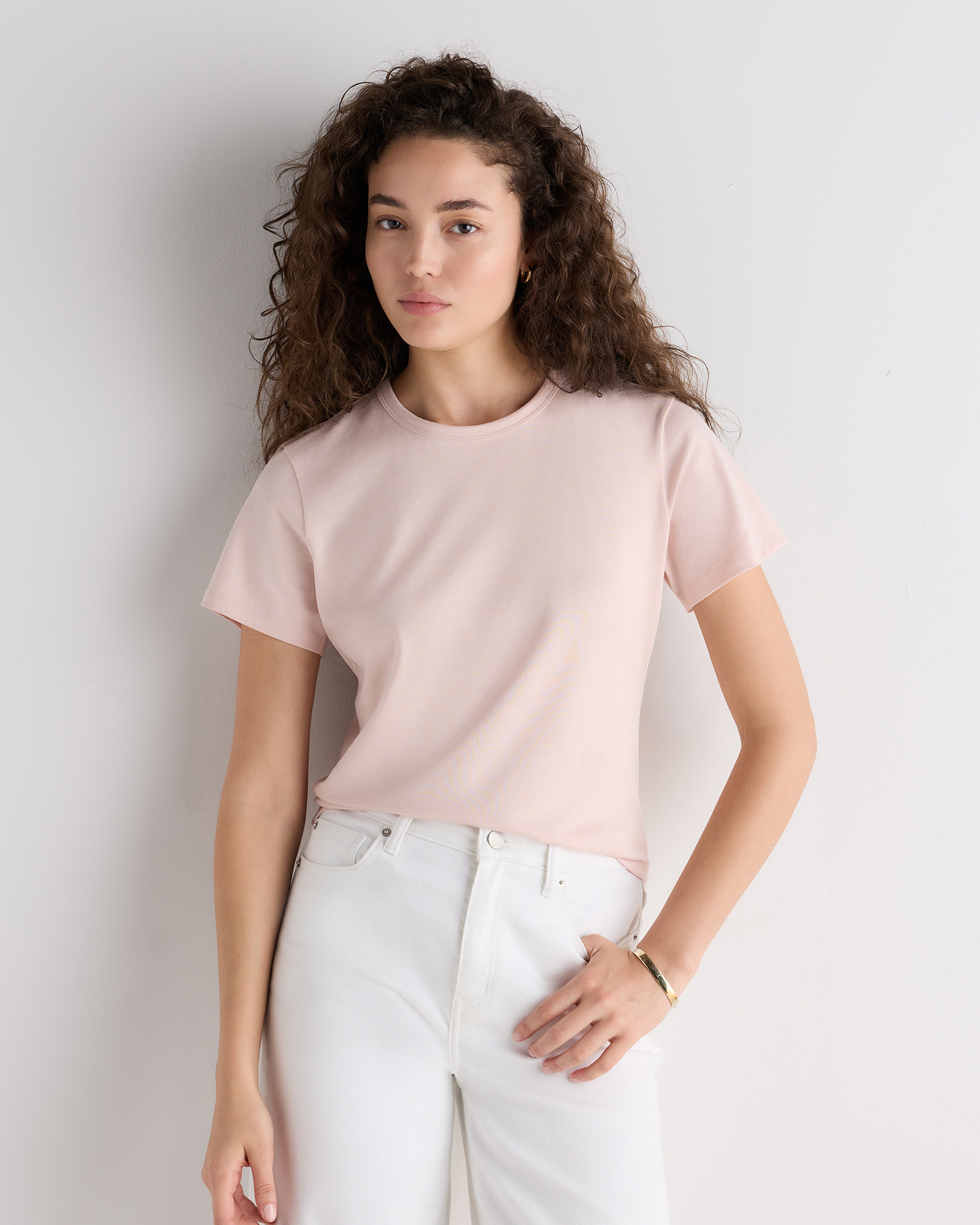 Shell Pink 100% Pima Cotton Luxe Touch Slim Fit Tee