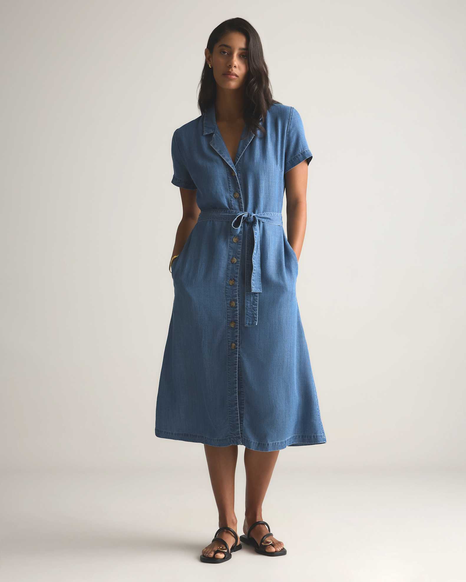 Chambray Tencel Button Front Dress Chambray Tencel Button Front Dress