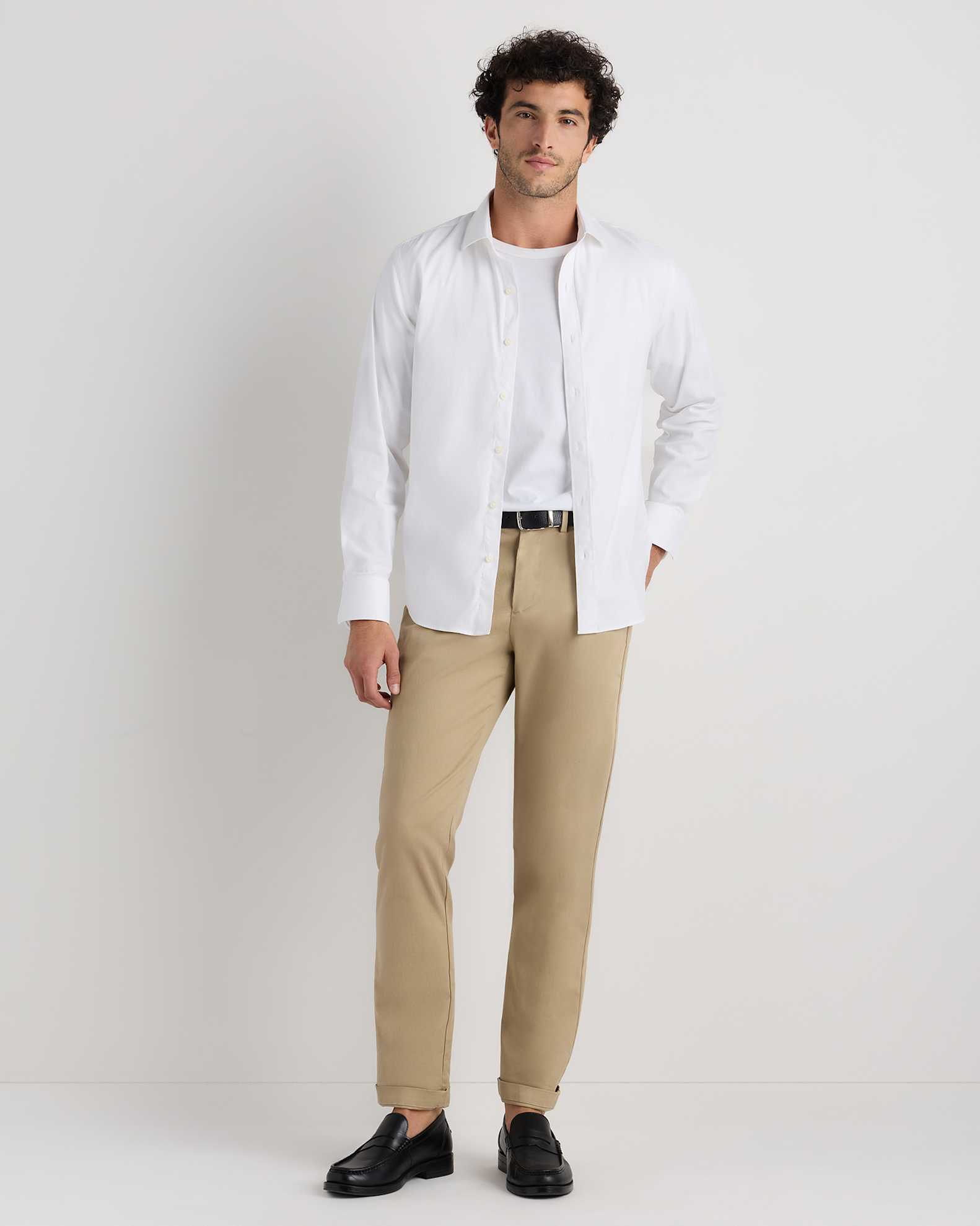 white dress shirt and khakis Tan Slim Fit Suit Pants