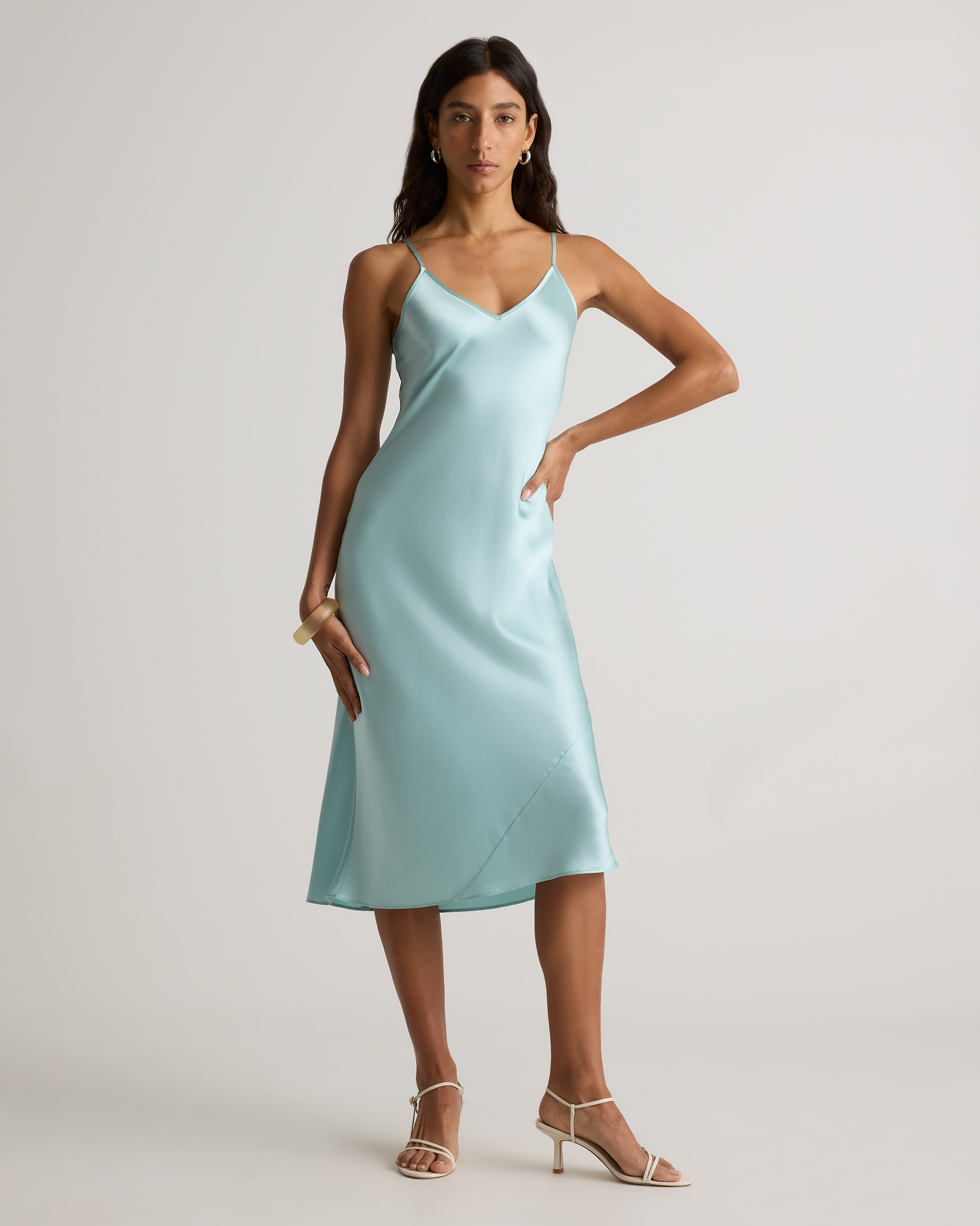 Quince Women's Slip Dress In Aqua Pearl