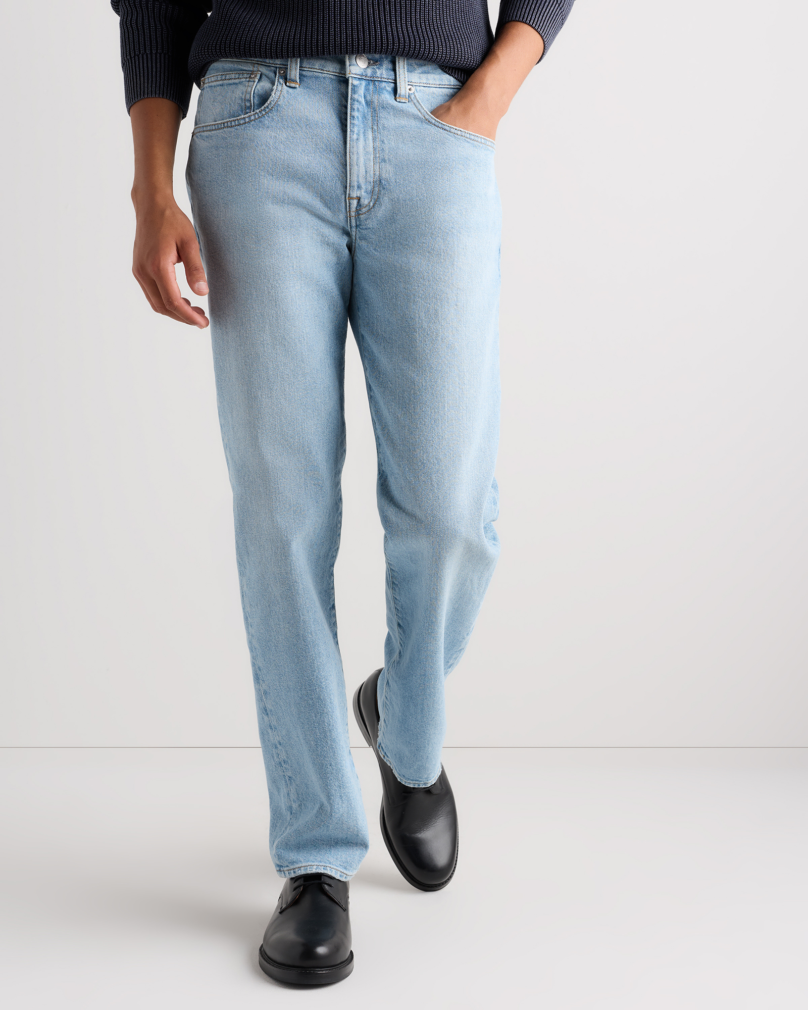 Light Washed Indigo Warren Stretch Straight Jeans