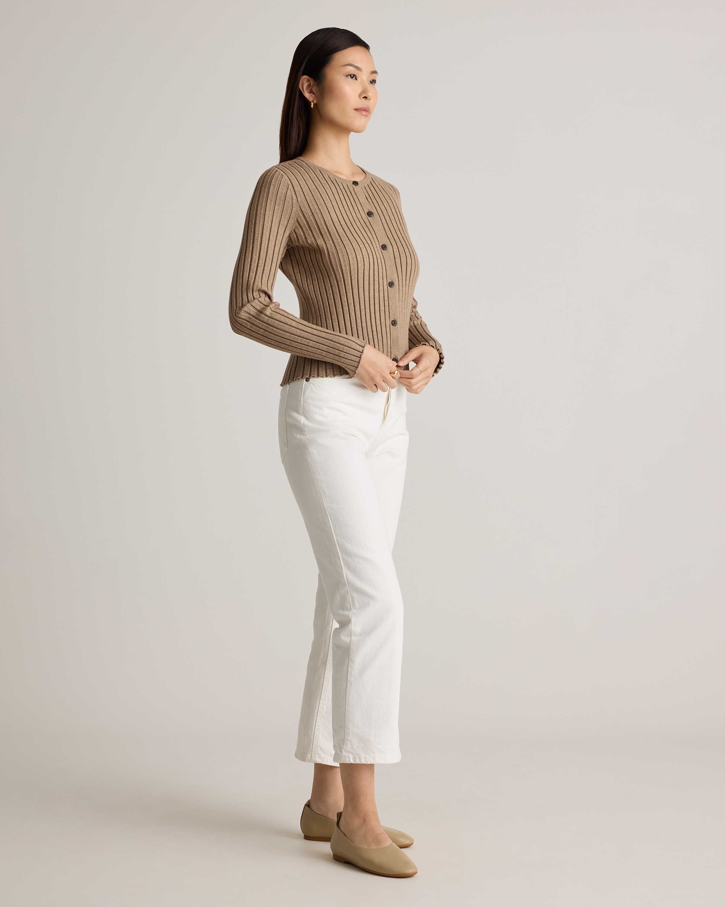 韓国*UMBRO■Women Ribbed Cardigan + PANTS(SET) Eco-Knit Cropped Rib Cardigan
