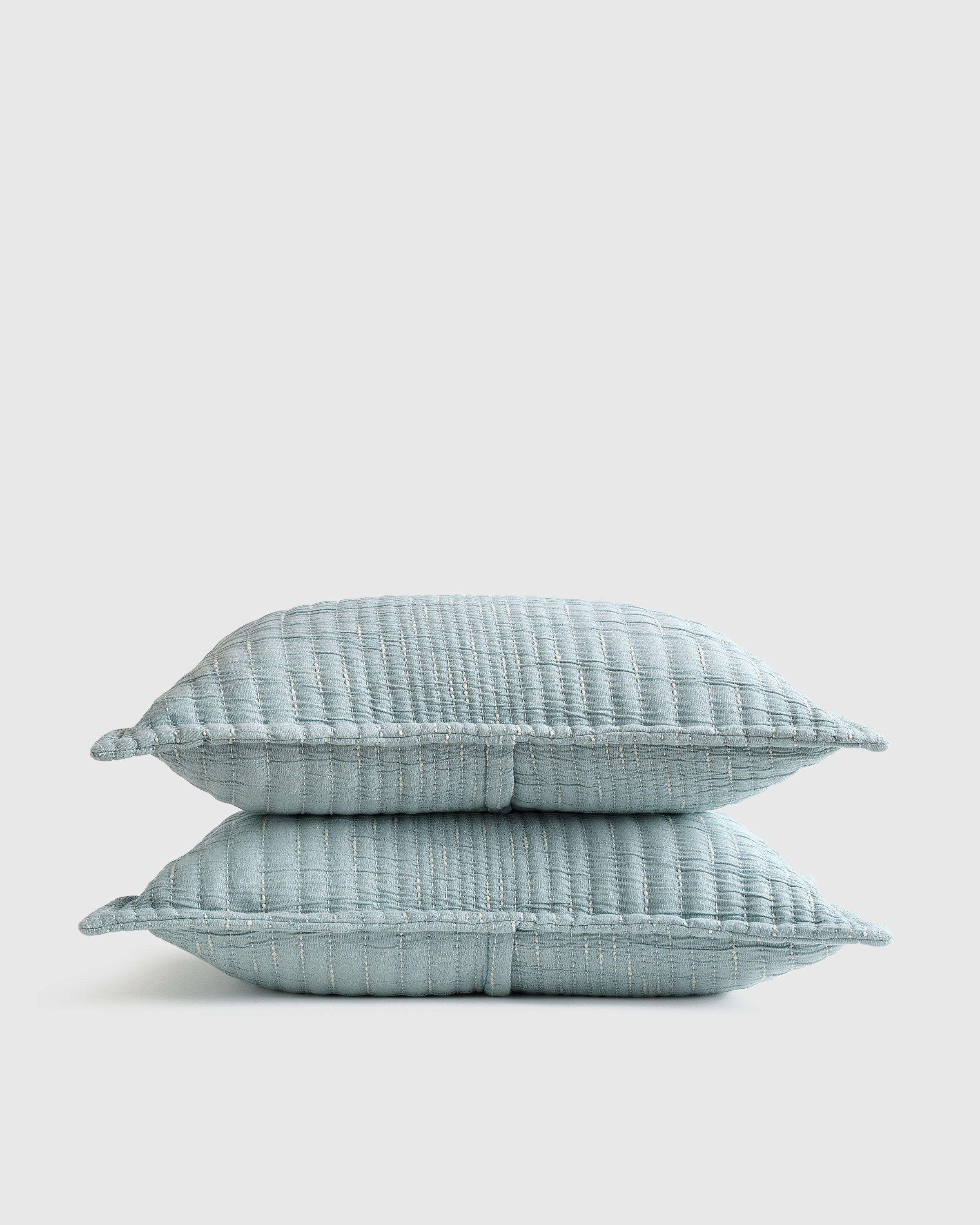 Sky Blue Organic Cotton Channel Stitch Sham Set