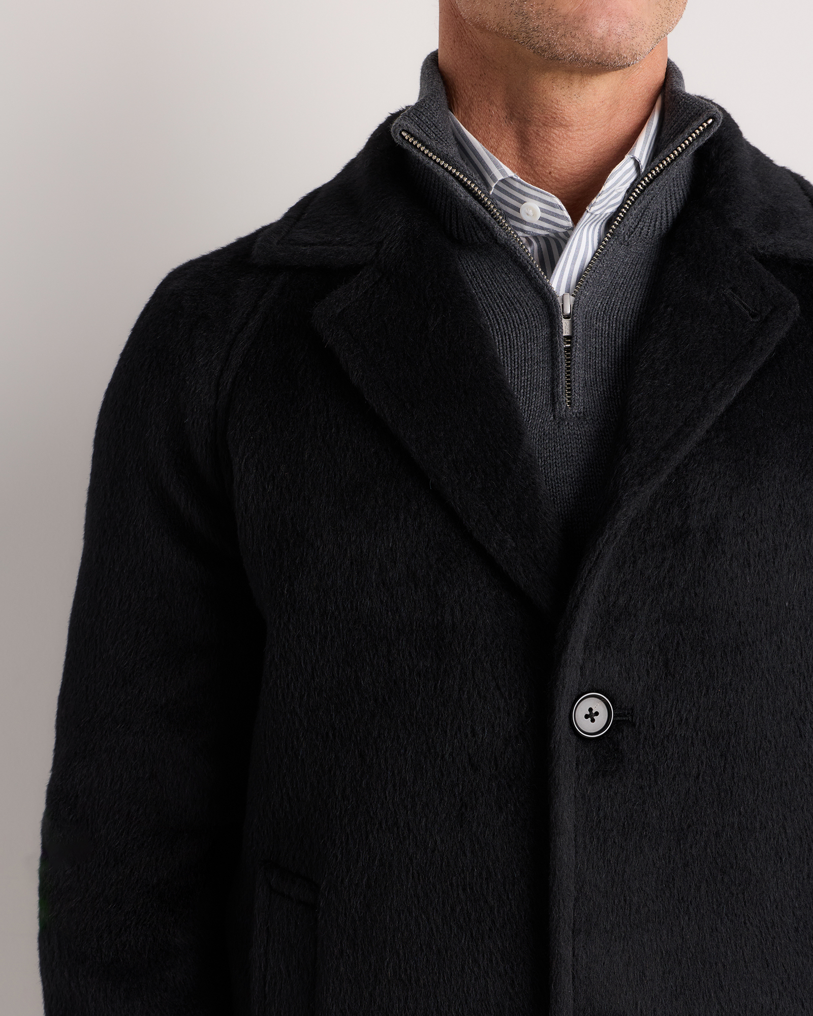 Alpaca-Wool Overcoat in Black