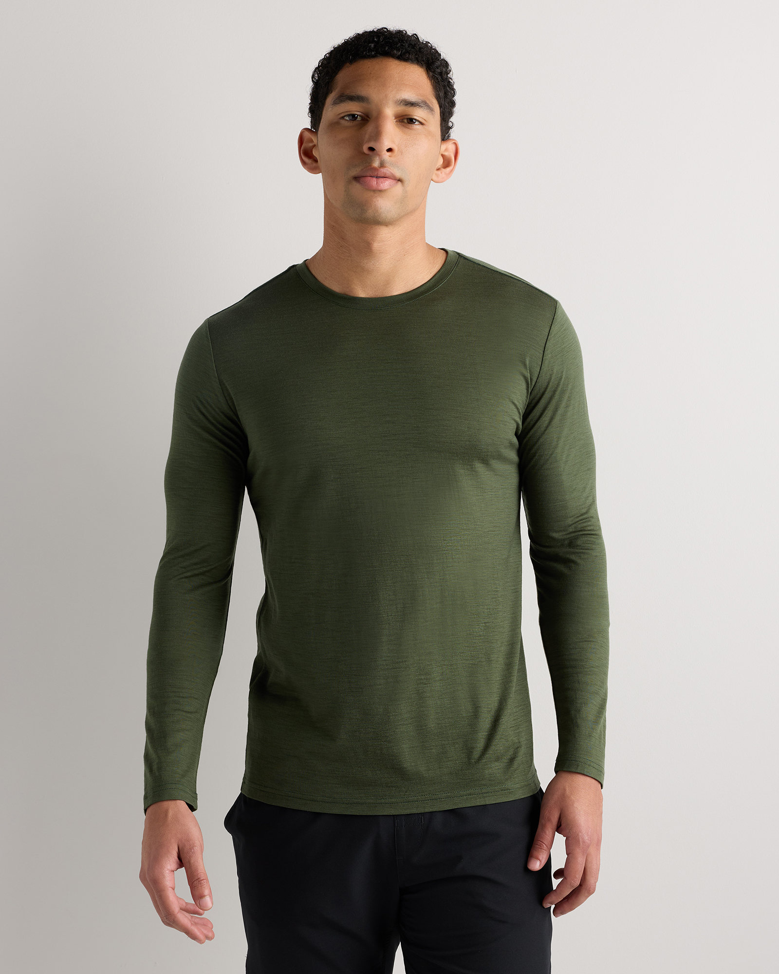 Green 100% Merino Wool All-Season Long Sleeve Base Layer Tee