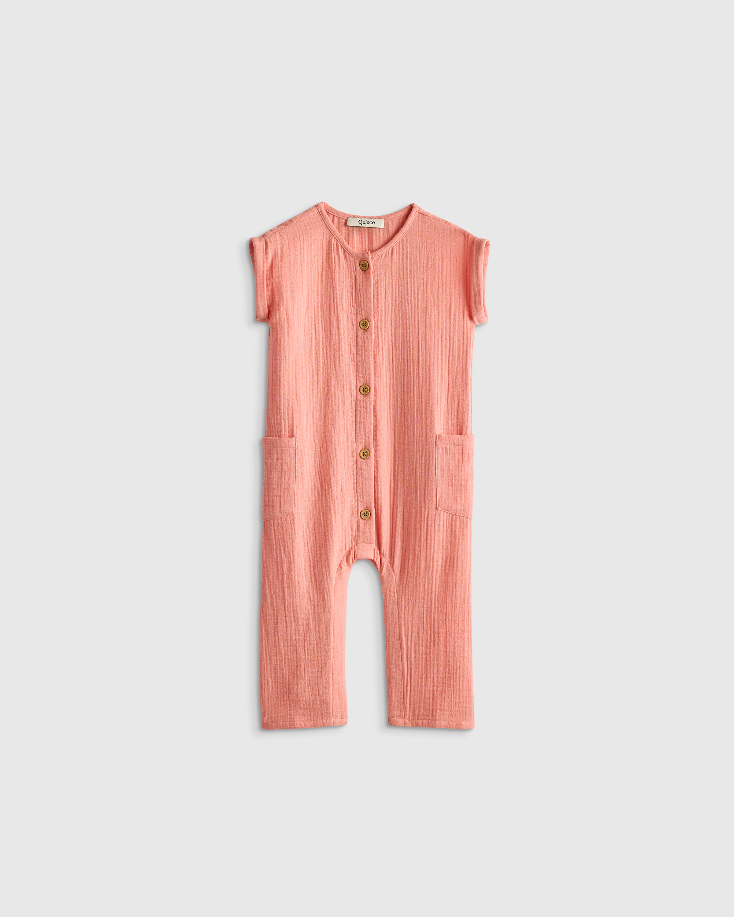 Coral Blush Organic Cotton Gauze Romper