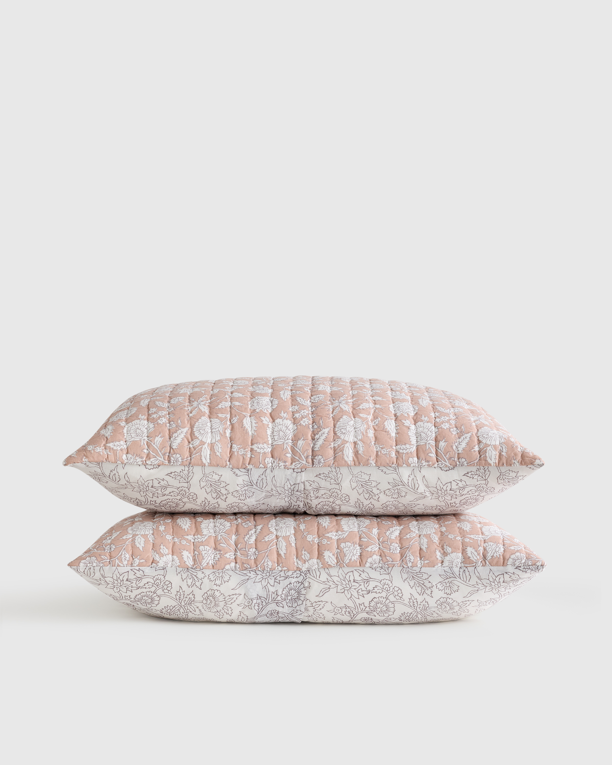 Rose Organic Cotton Block Print Quilted Sham Set