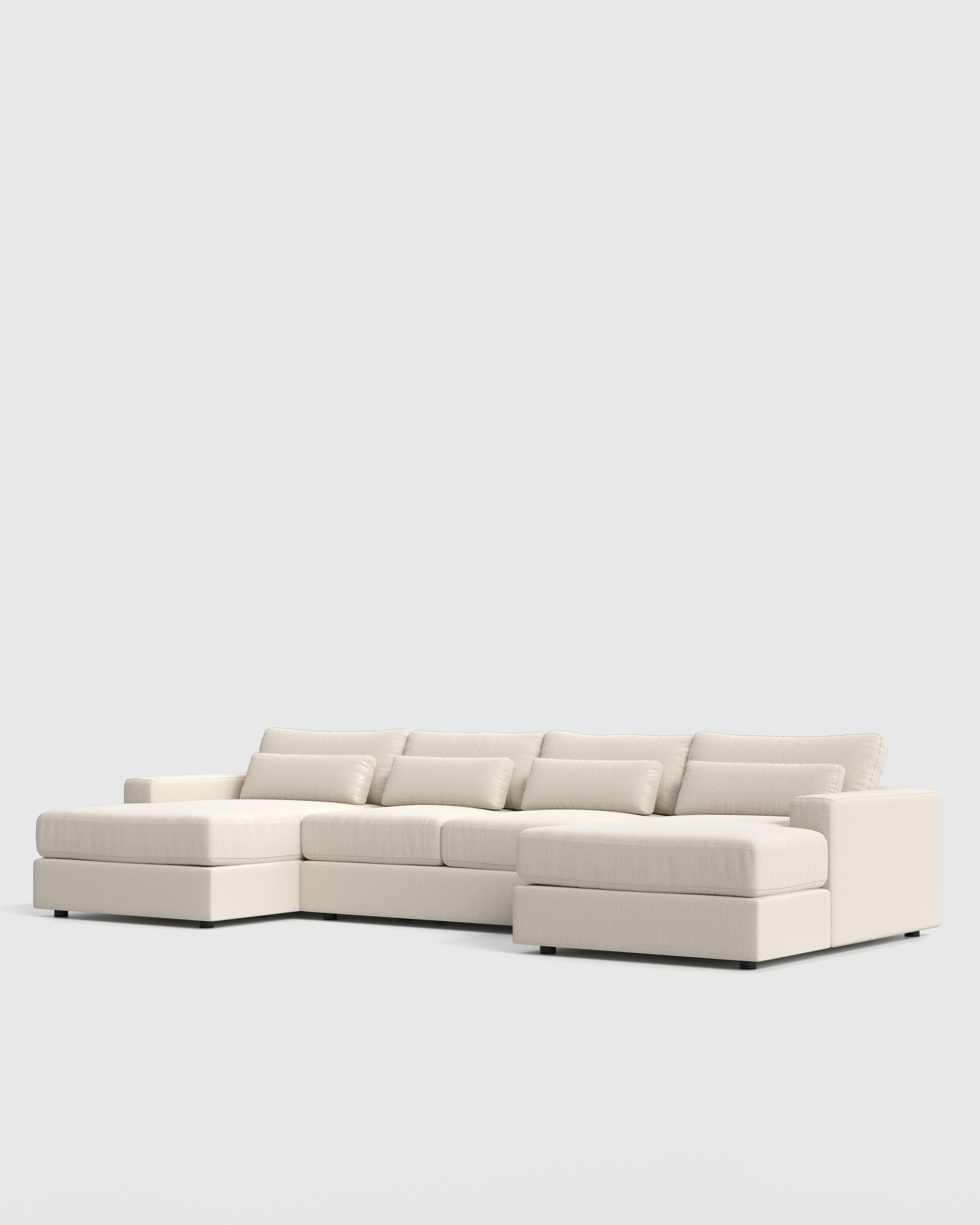 Square Arm Deep Seat U Sectional Snow Front angle