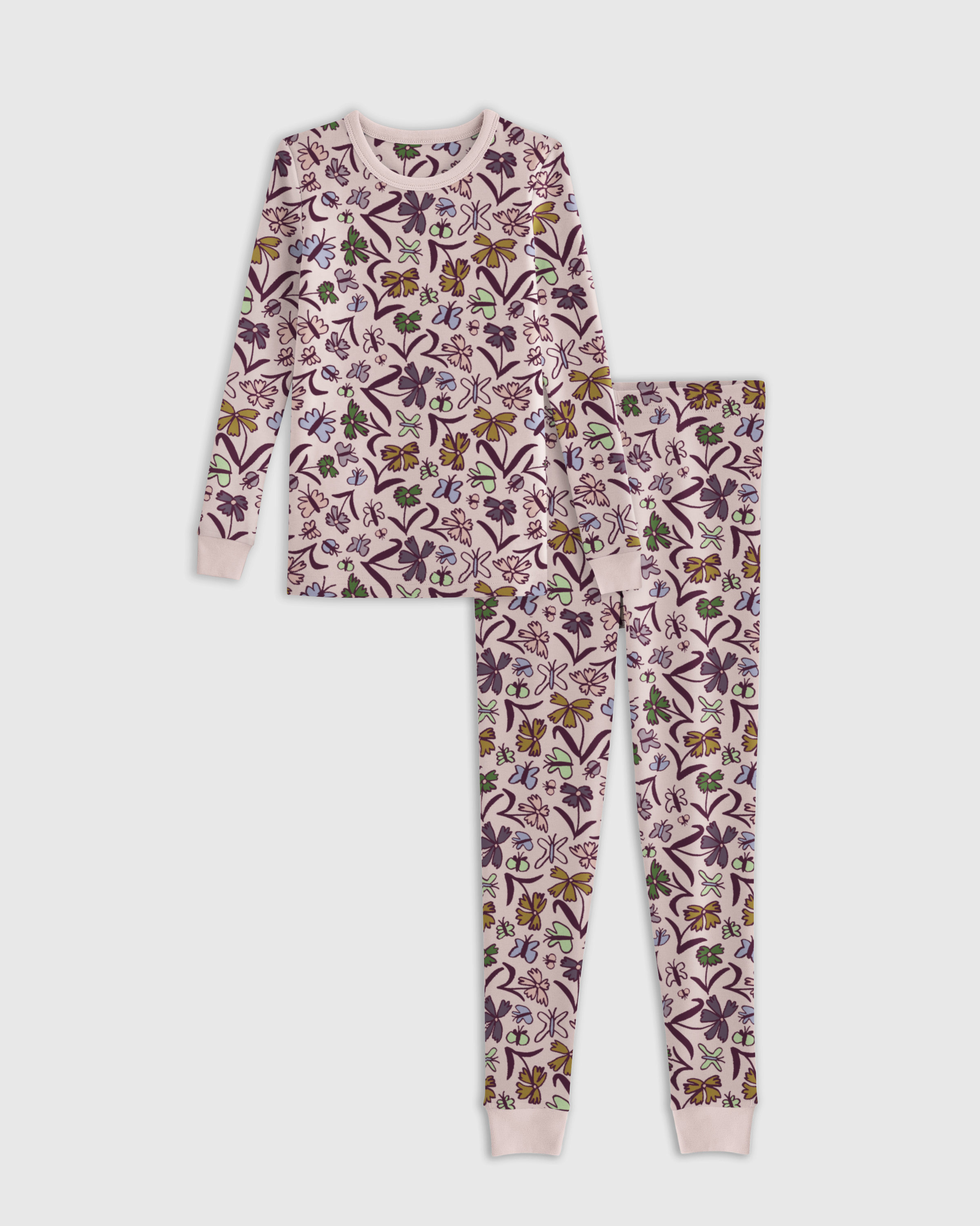 Quince Long Sleeve Pants Pajama Set In Butterfly Floral
