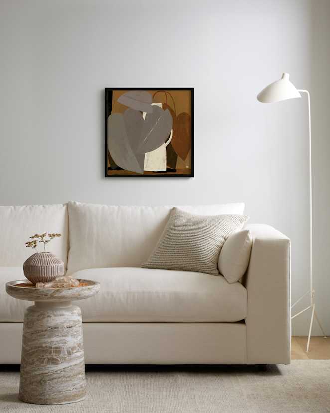 Umber Leaves by Marco Marella Black 21.5x21.5