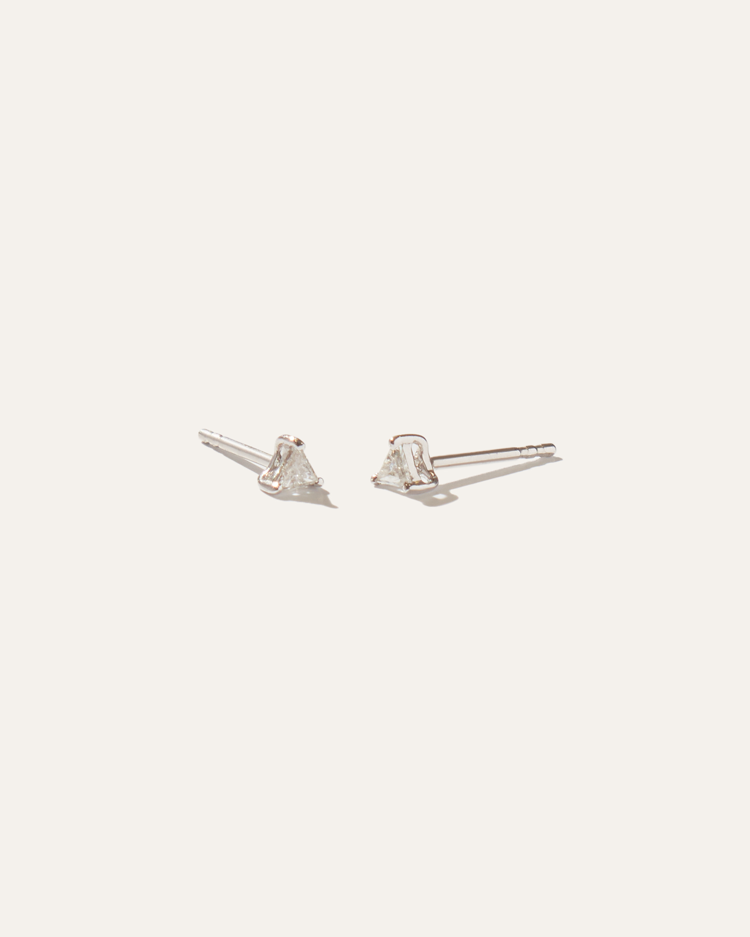 14K Gold Petite Diamond Triangle Sol Studs