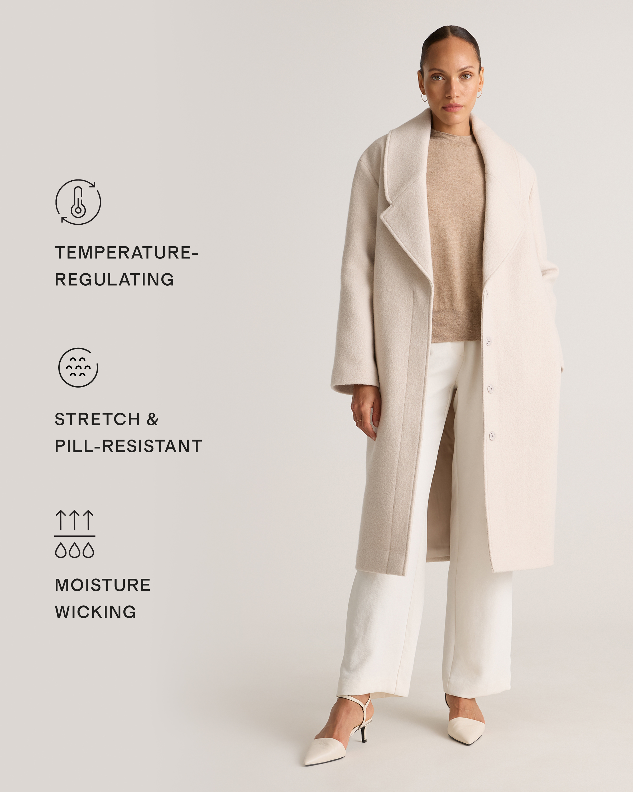 100% Merino Wool Shawl Collar Long Coat | Quince Canada
