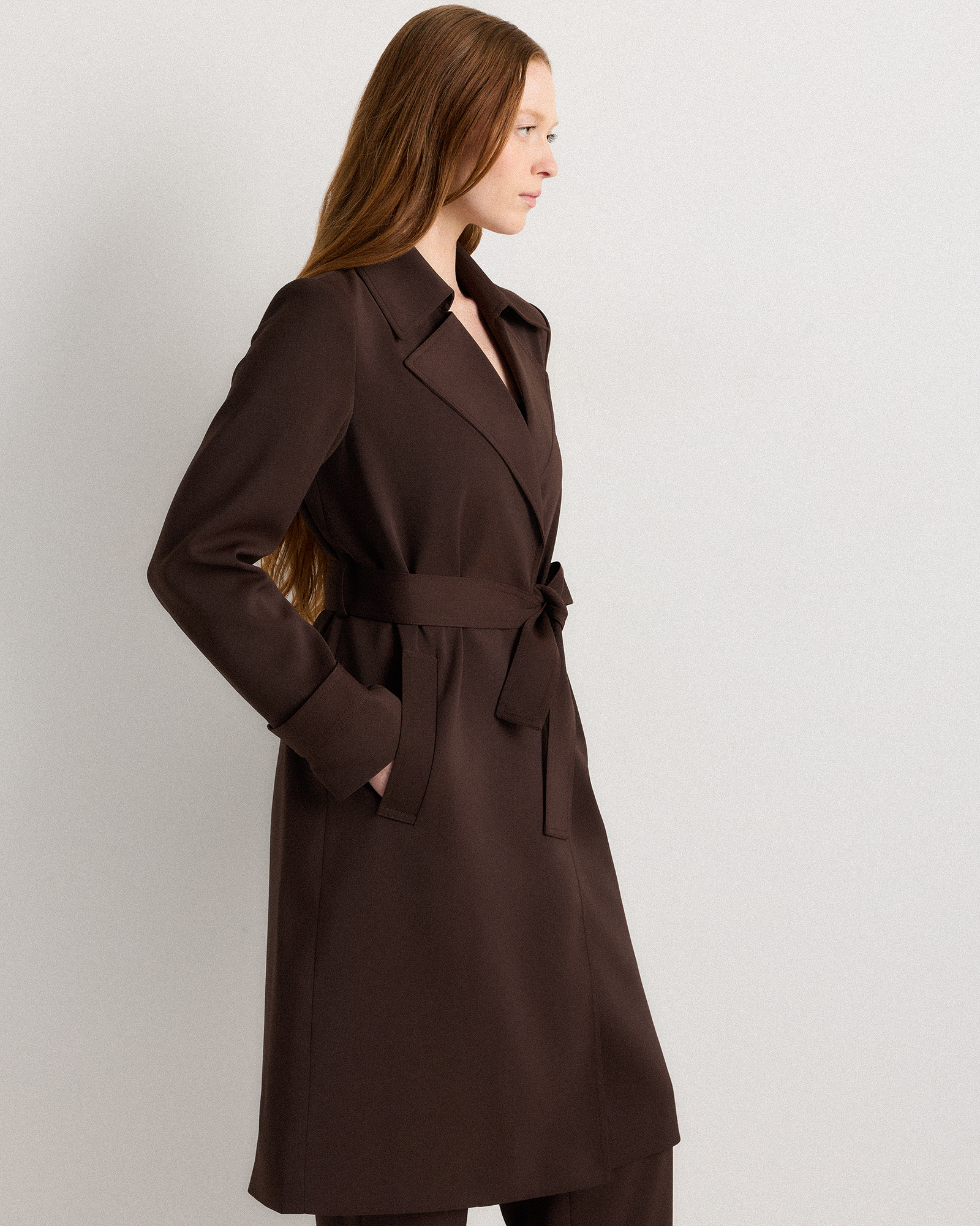 Stretch Crepe Trench Coat