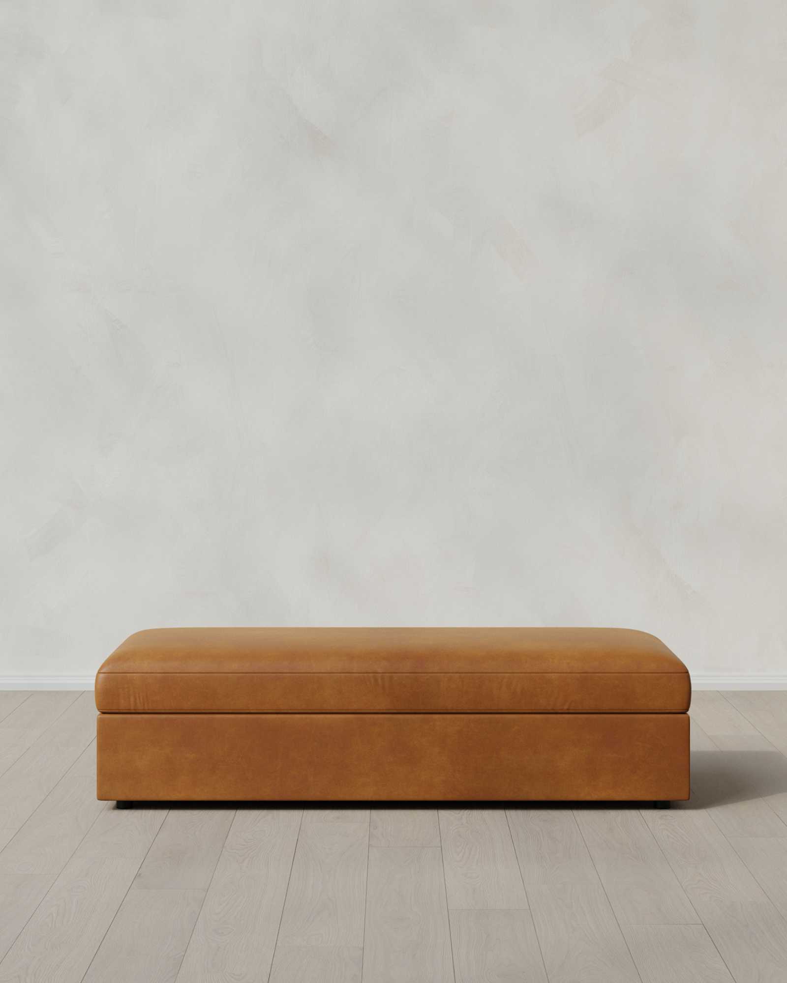 Sierra Curved Arm-Coffee Ottoman-69.5x30-Leather Auburm