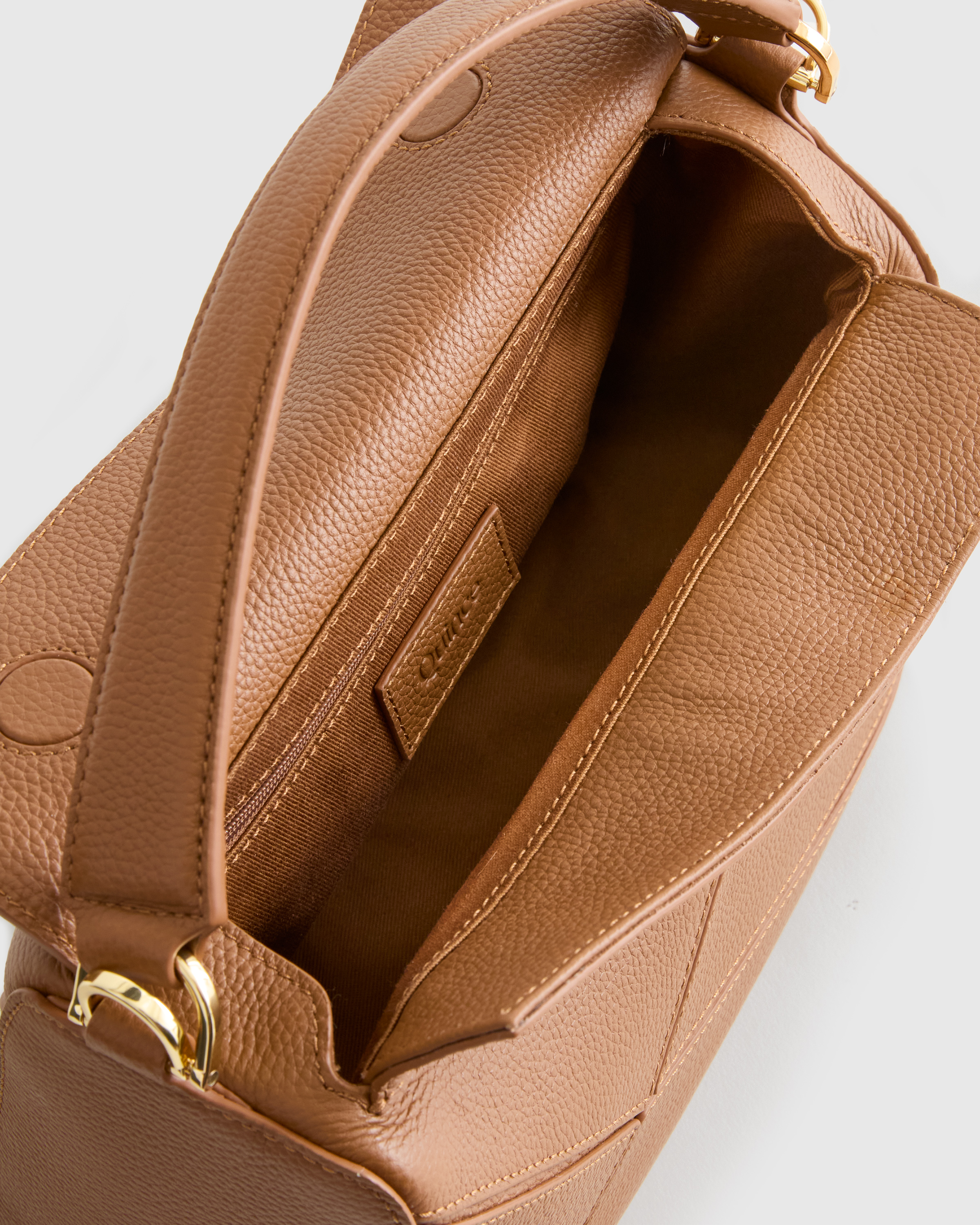 Italian Leather Patchwork Crossbody in Cognac