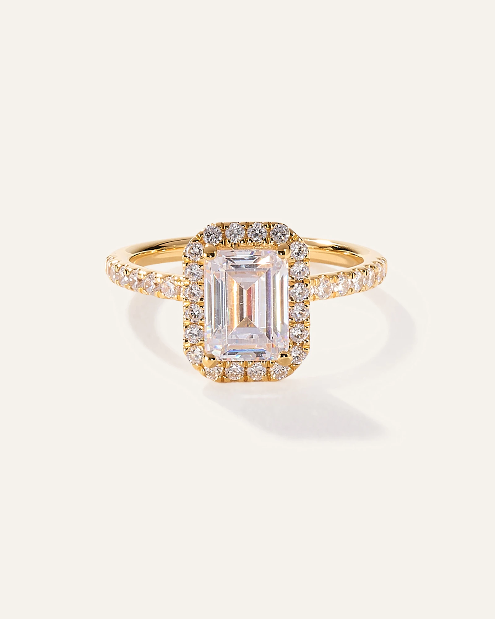 Lab Grown Diamond Emerald Halo Pave Engagement Ring