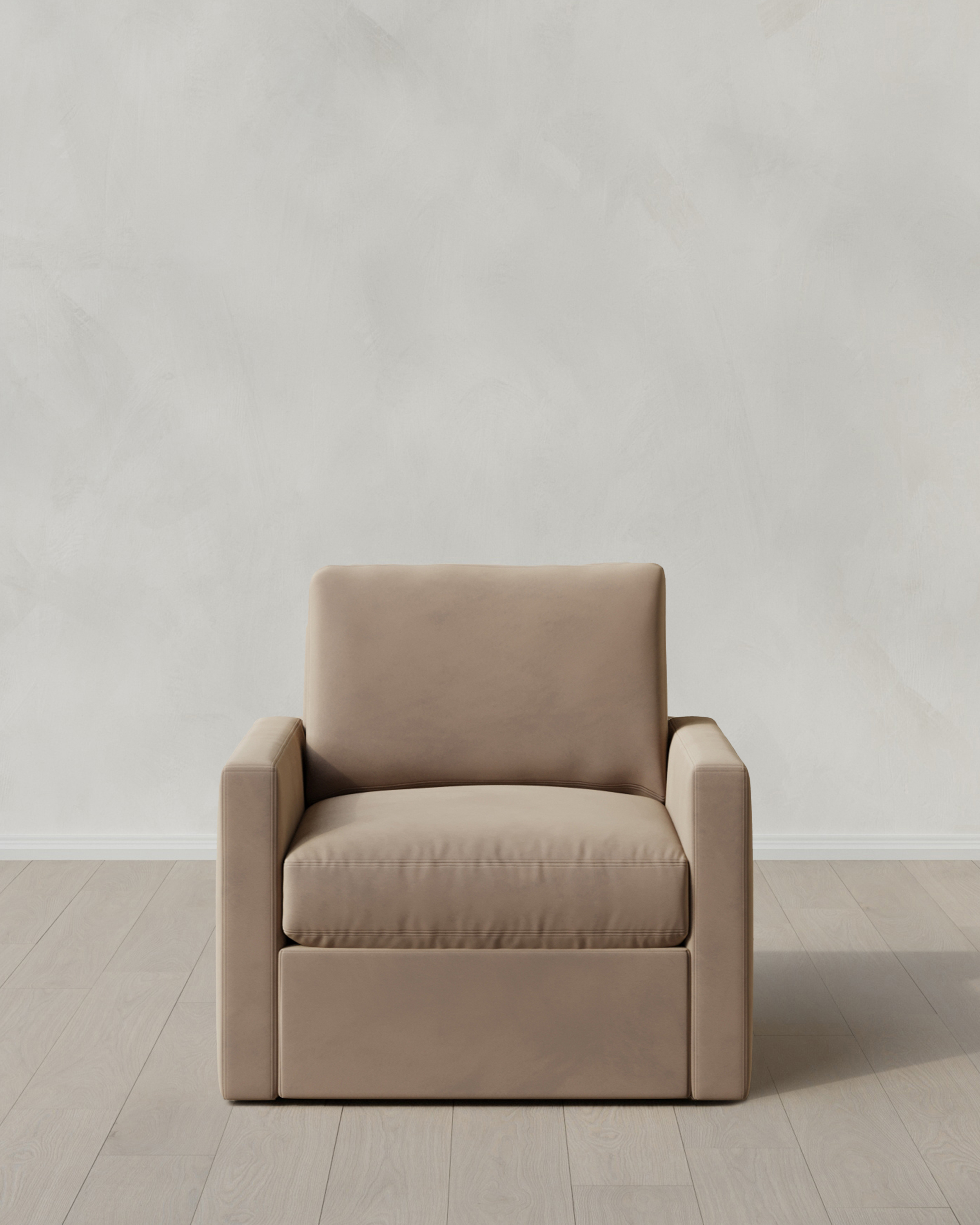 Taupe Brennan Swivel Chair in Performance Velvet