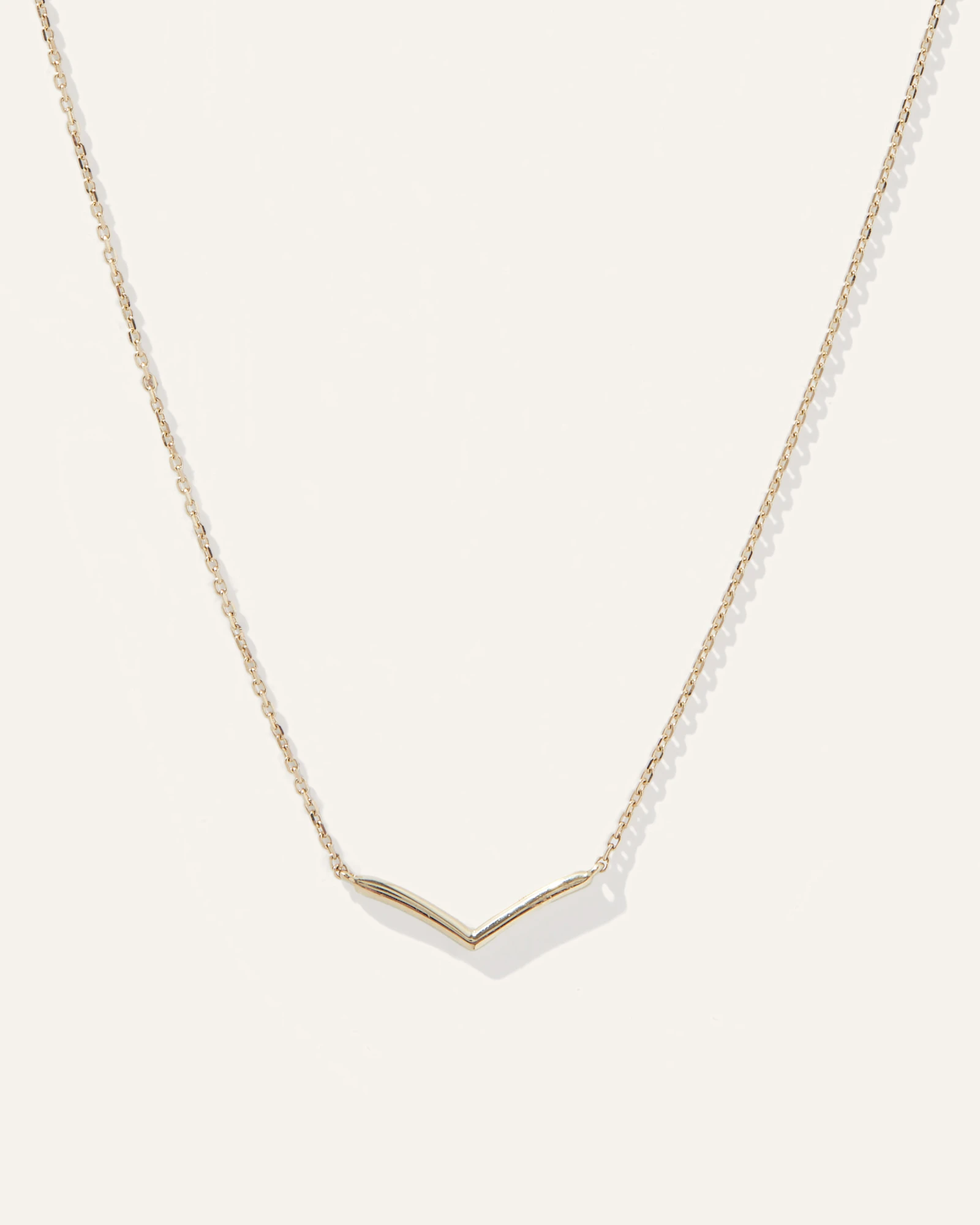 14K Gold Wishbone Necklace in Yellow Gold