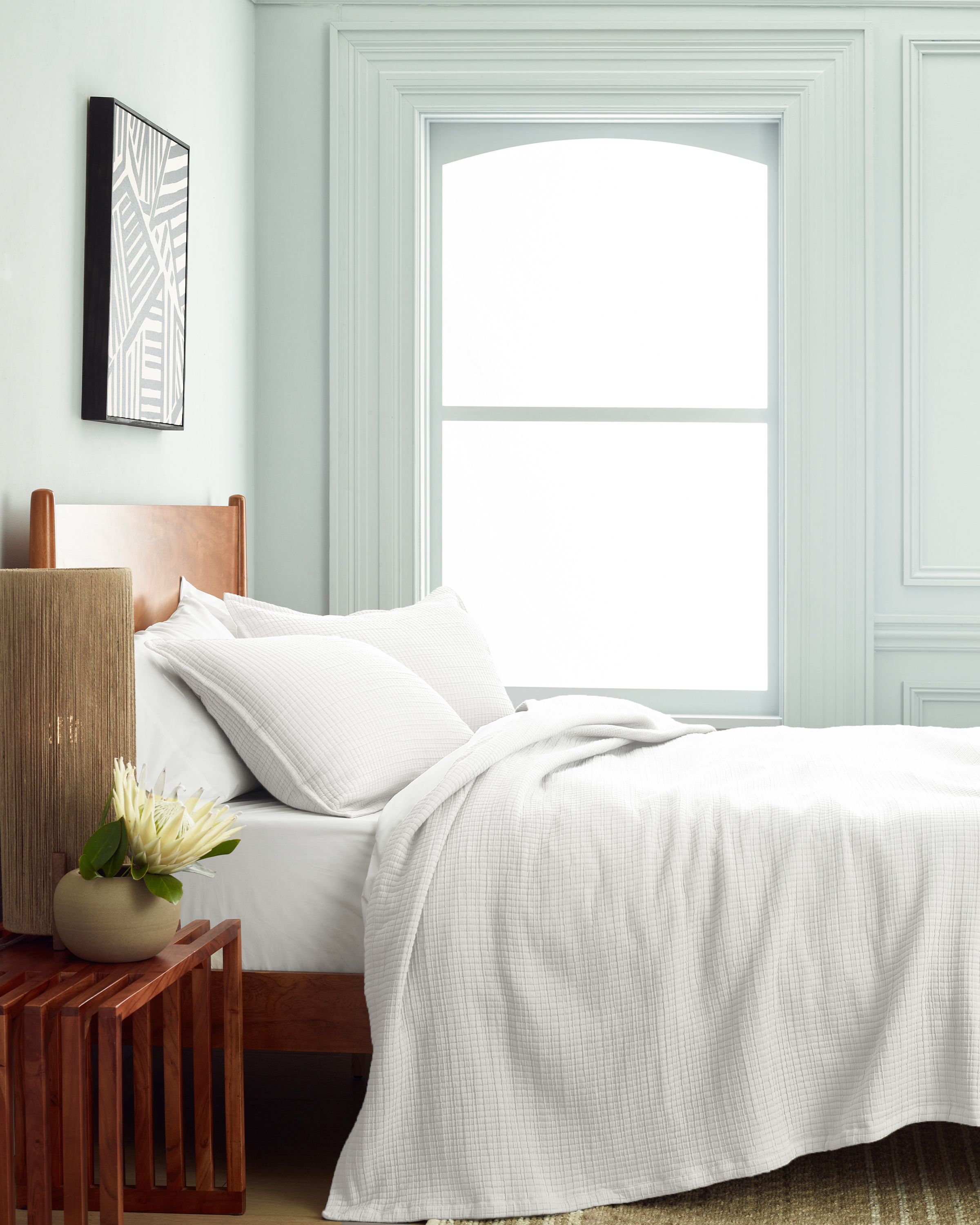 White Couvre-lit en coton biologique côtelé