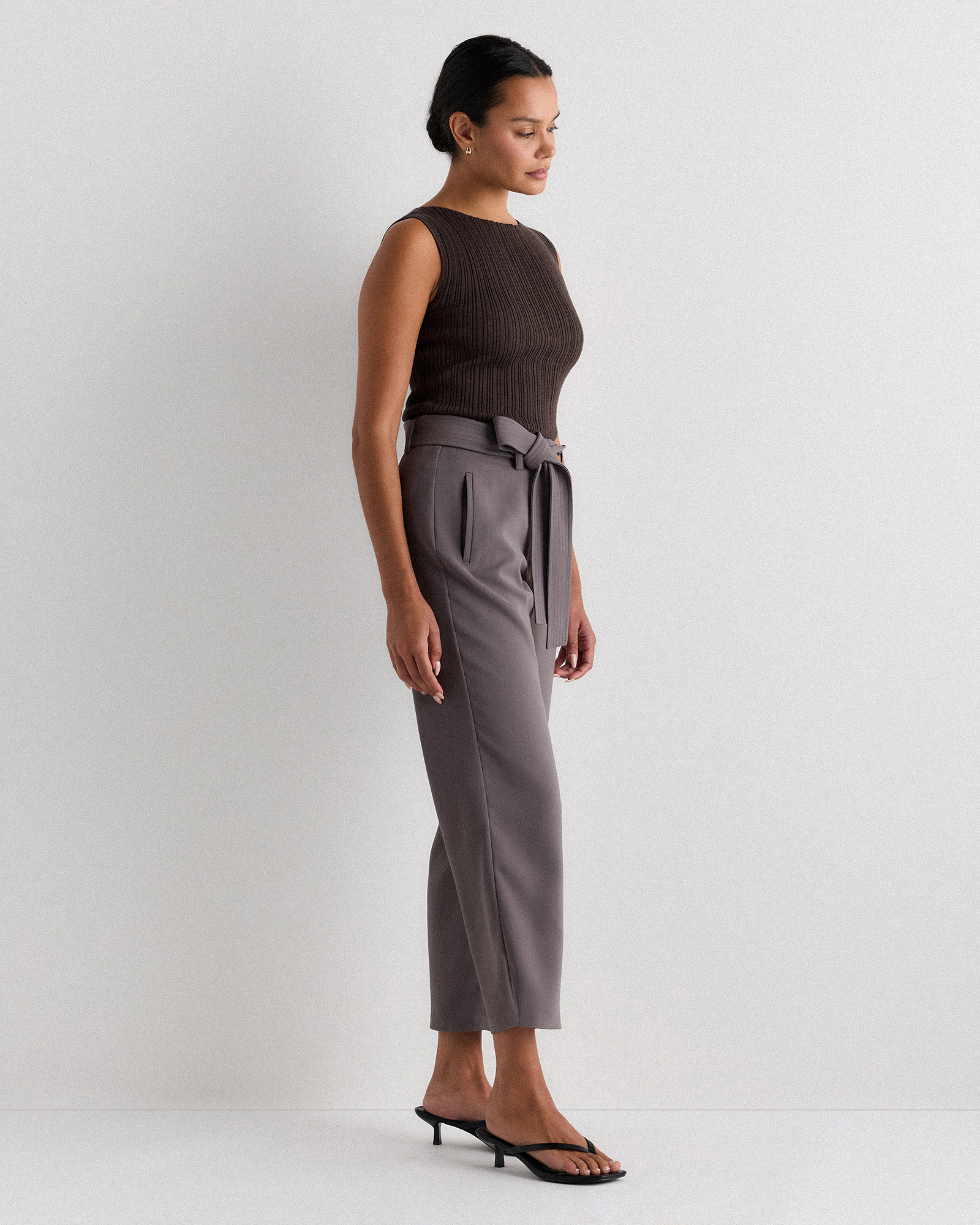 Stretch Crepe Paperbag Pants