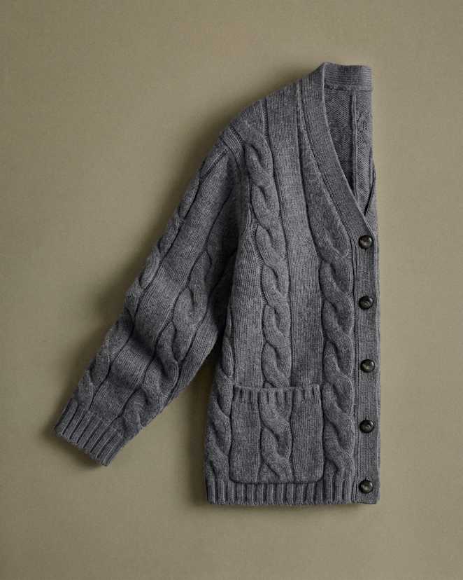 Heather Pewter Luxe Baby Cashmere Cable Cardigan