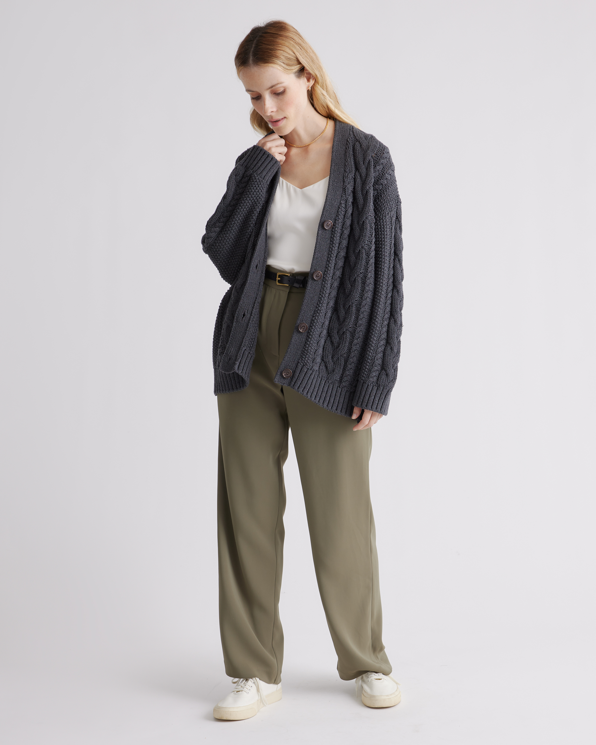 100% Organic Cotton Oversized Cable Cardigan