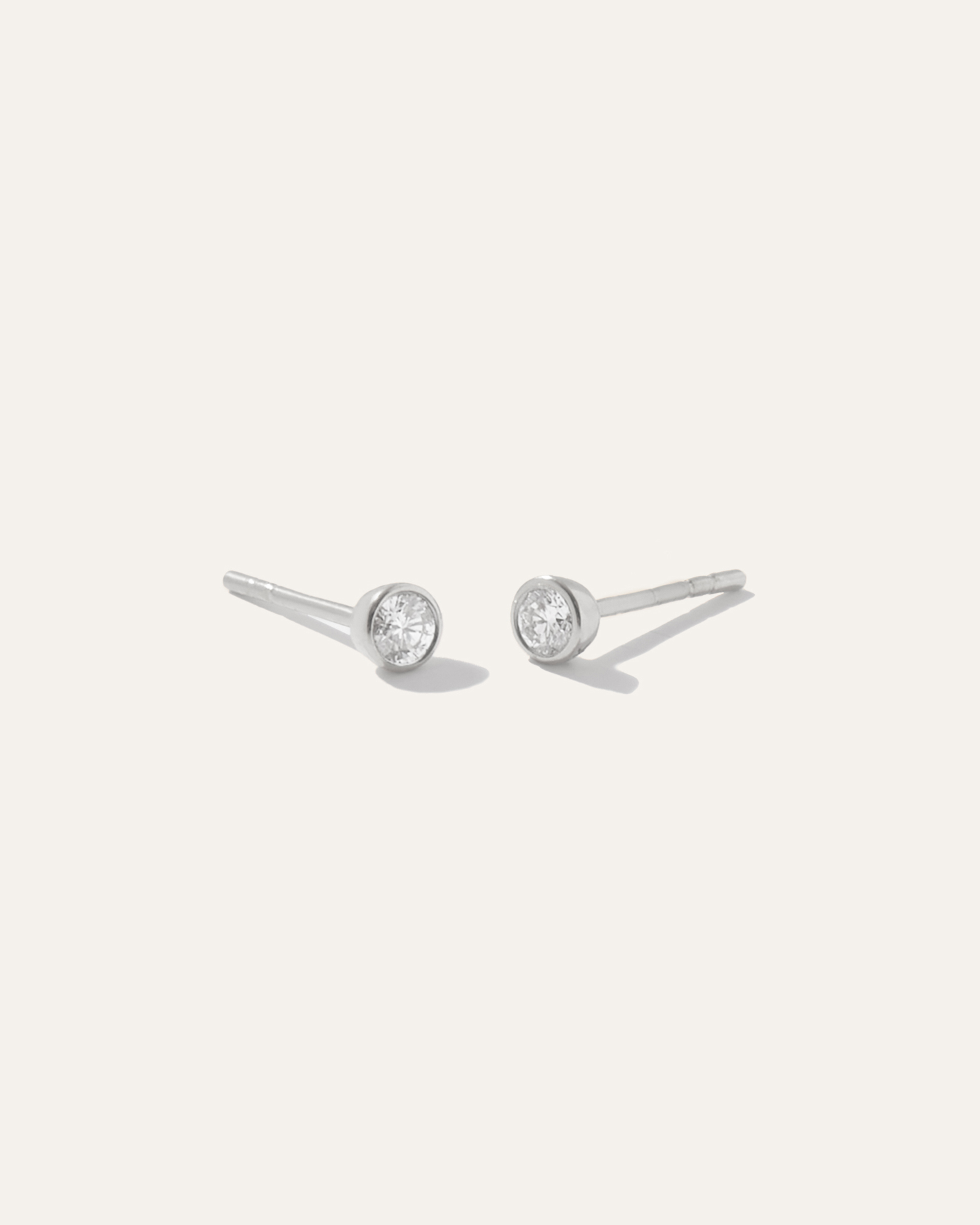 White Gold 14K Gold Natural Diamond Bezel Studs