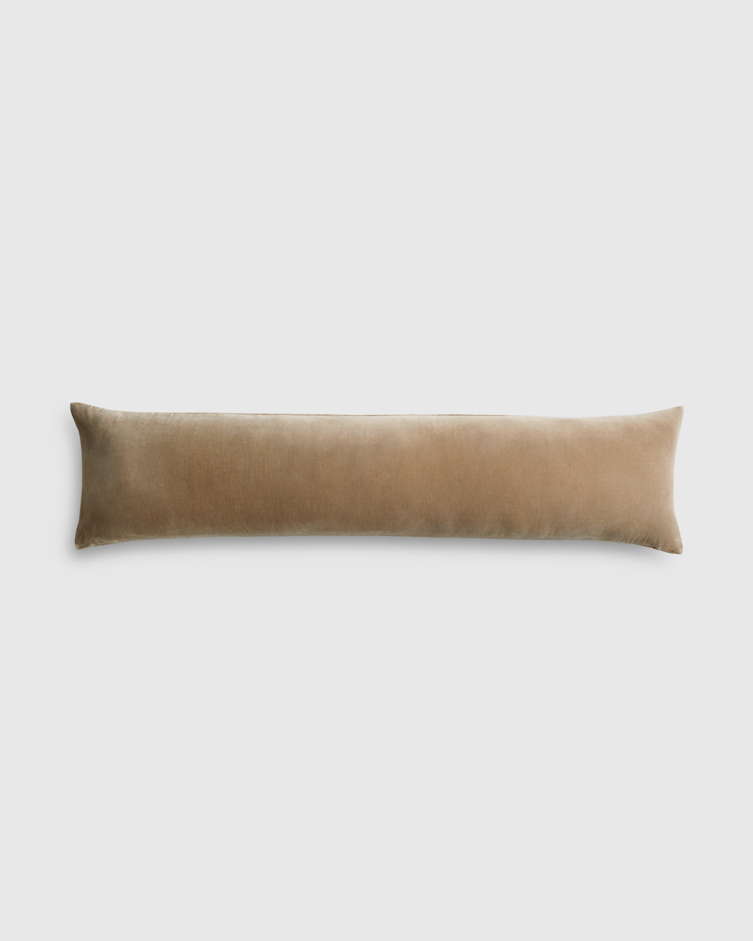 Taupe Cotton Velvet Oversized Lumbar Pillow Cover