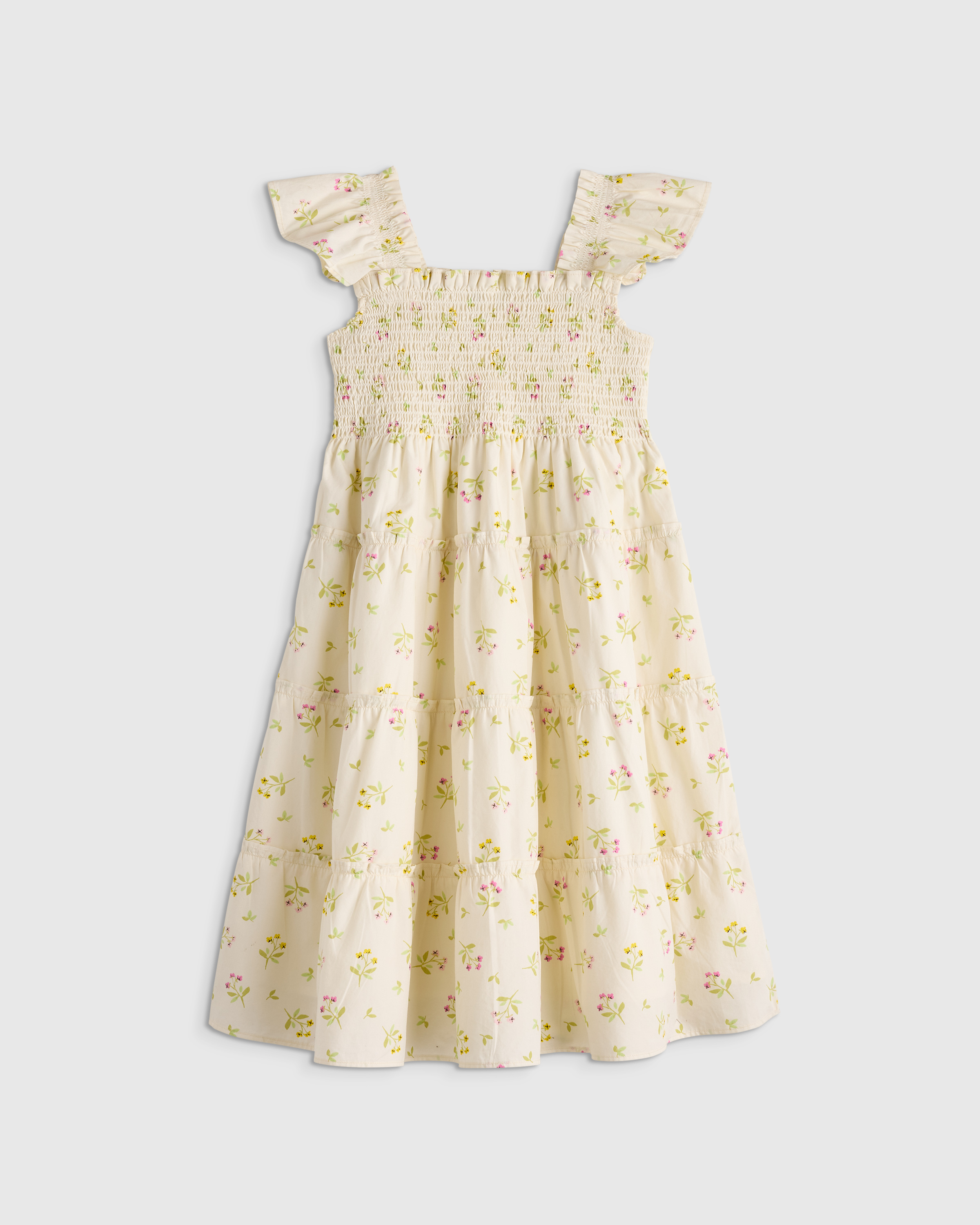Floral Sprigs 100% Organic Cotton Poplin Smocked Dress