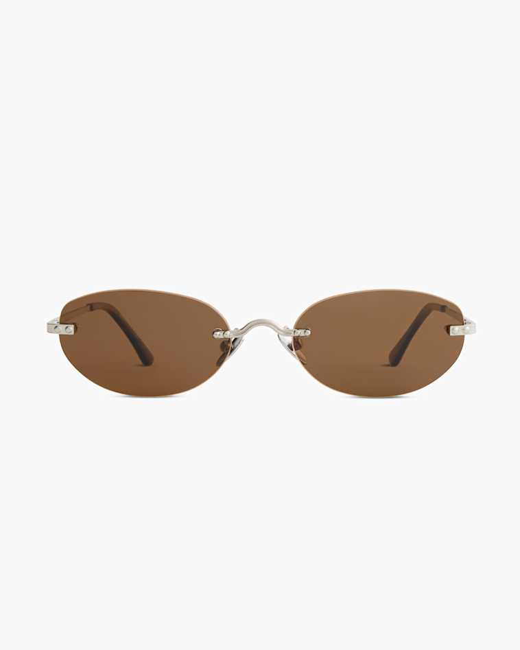 Silver with Dark Coffee lens Seoul Polarized Stainless Steel Sunglasses